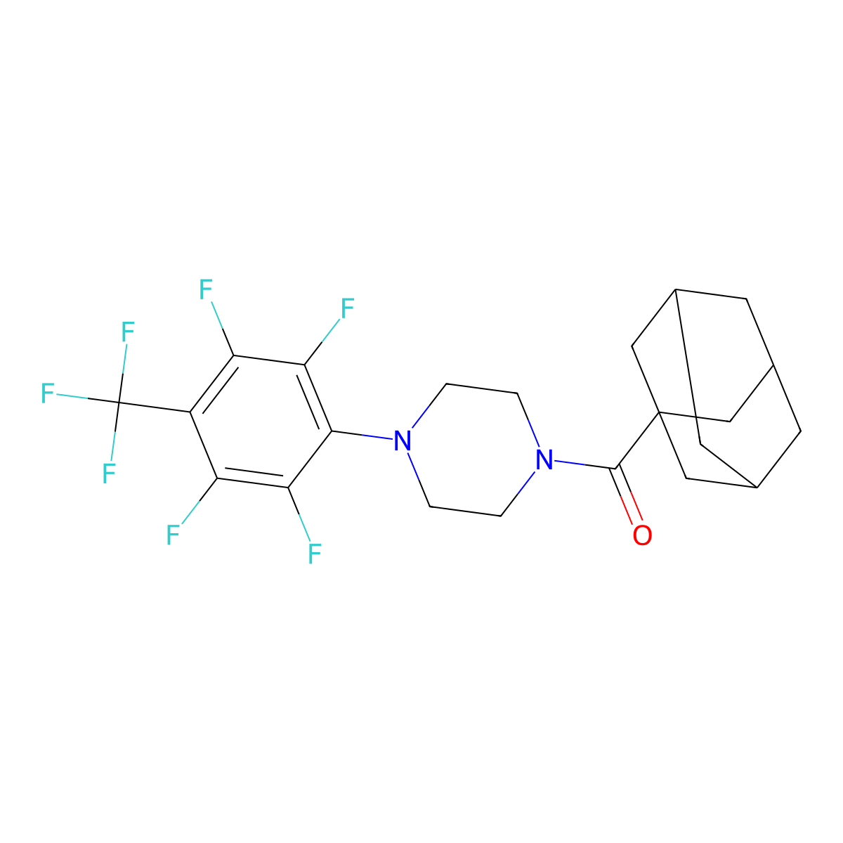1-Adamantyl-[4-[2,3,5,6-tetrafluoro-4-(trifluoromethyl)phenyl]piperazin-1-yl]methanone molecular structure, CAS 312617-35-9