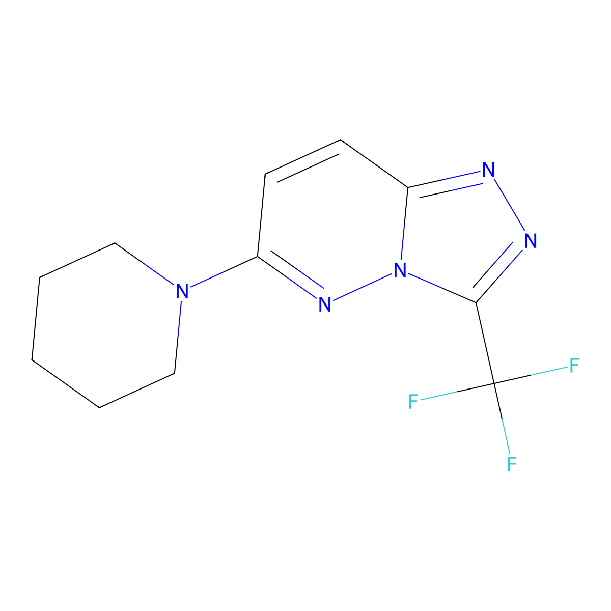 6-Piperidin-1-yl-3-(trifluoromethyl)-[1,2,4]triazolo[4,3-b]pyridazine molecular structure, CAS 312617-36-0