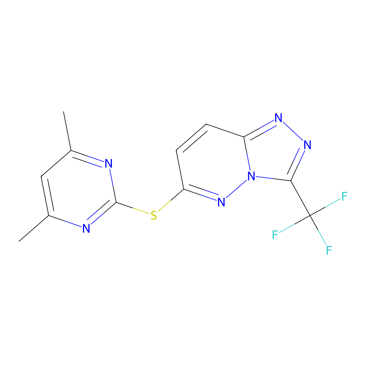 6-[(4,6-Dimethylpyrimidin-2-yl)sulfanyl]-3-(trifluoromethyl)[1,2,4]triazolo[4,3-b]pyridazine molecular structure, CAS 312617-38-2