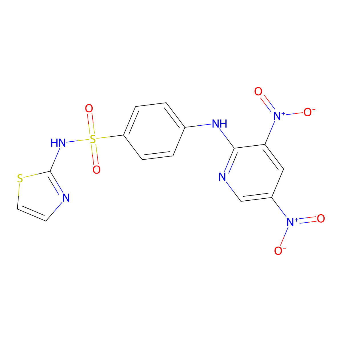 4-((3,5-dinitropyridin-2-yl)amino)-N-(thiazol-2-yl)benzenesulfonamide molecular structure, CAS 312617-68-8