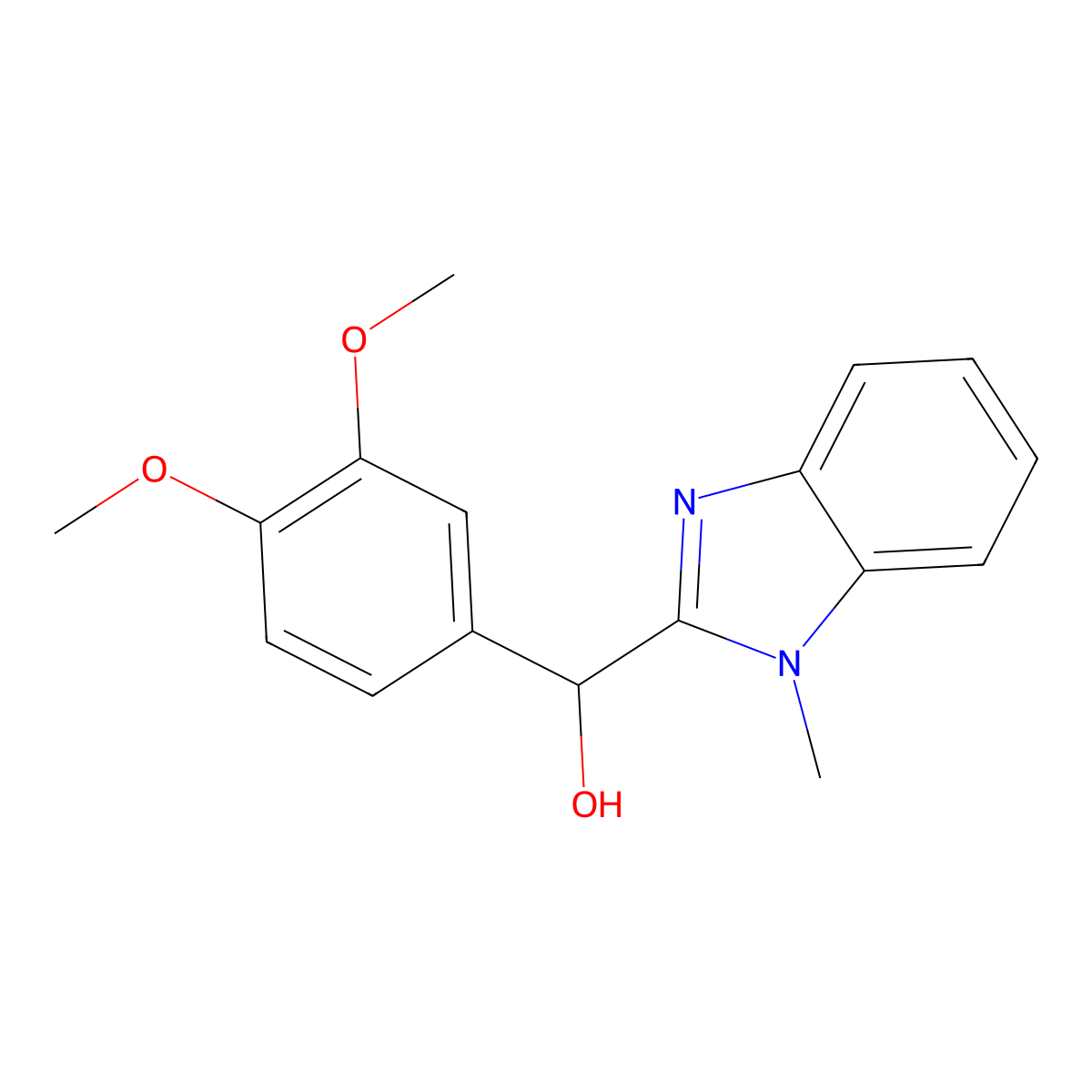 (3,4-Dimethoxyphenyl)-(1-methylbenzimidazol-2-yl)methanol molecular structure, CAS 312617-76-8