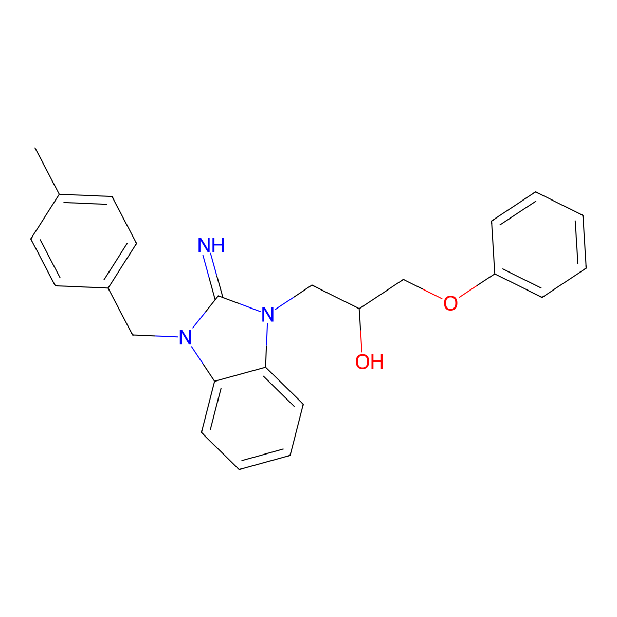 1-[2-Imino-3-[(4-methylphenyl)methyl]benzimidazol-1-yl]-3-phenoxypropan-2-ol molecular structure, CAS 312617-83-7