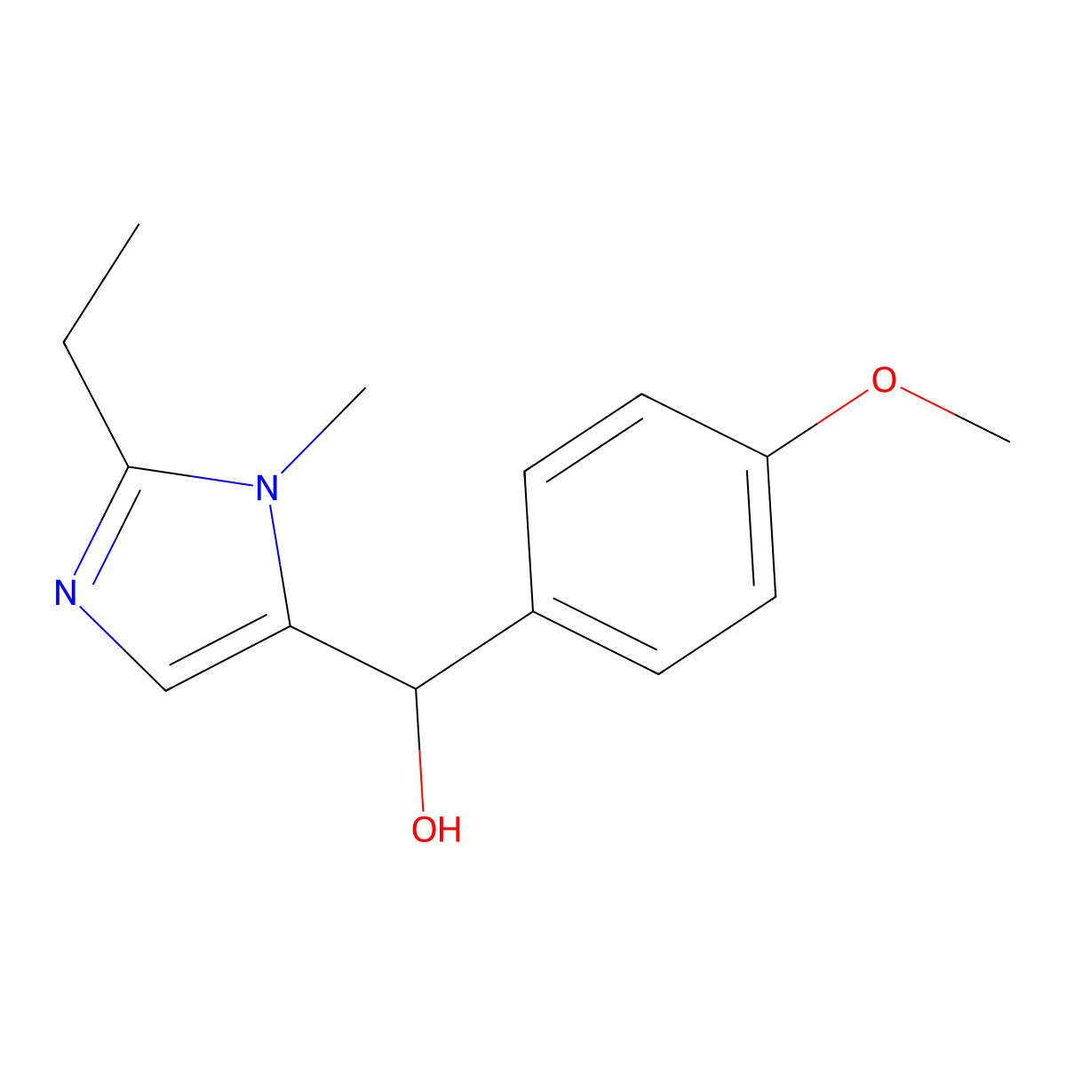 (2-ethyl-1-methyl-1H-imidazol-5-yl)(4-methoxyphenyl)methanol molecular structure, CAS 312617-85-9