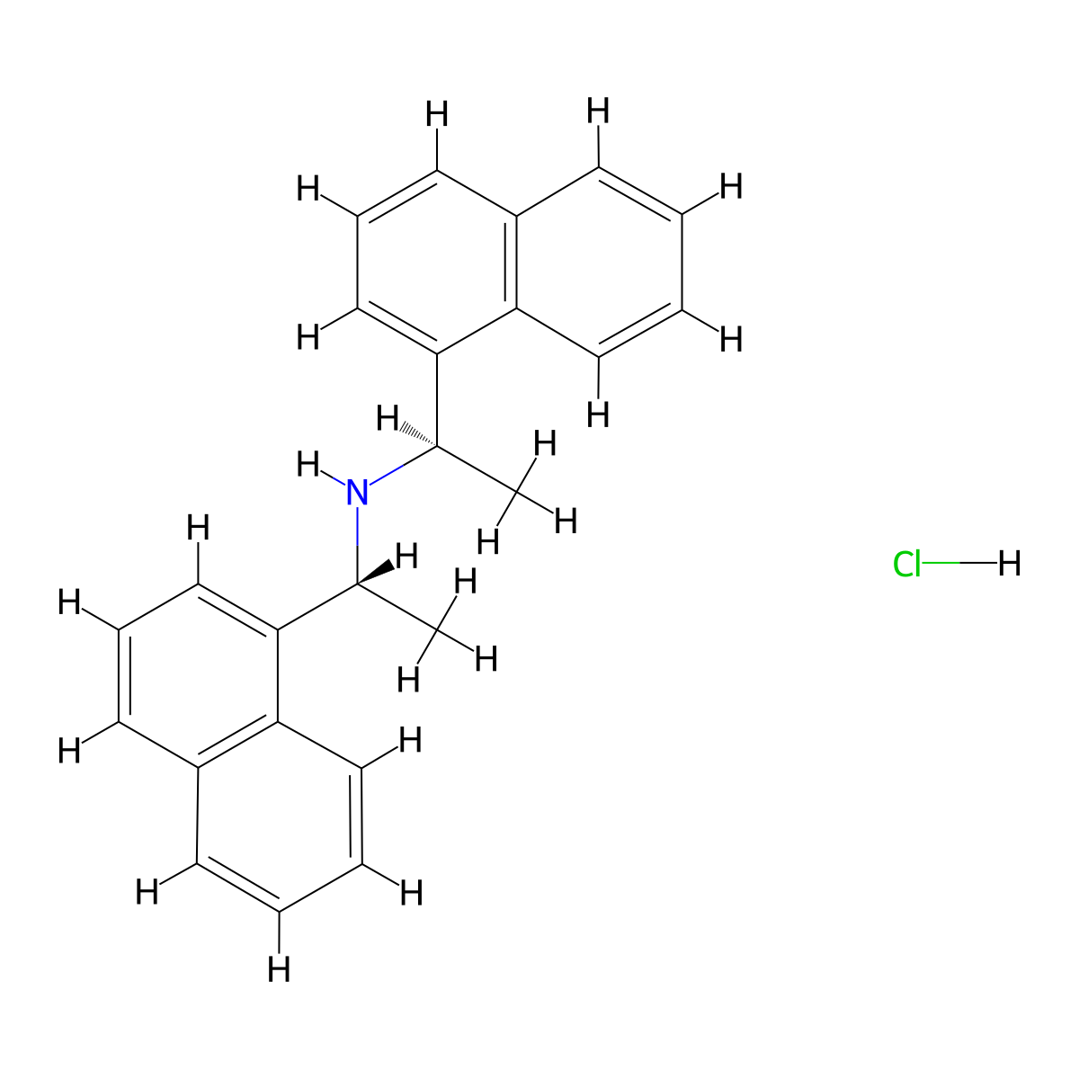 Bis[(R)-(-)-(1-naphthyl)ethyl]amine hydrochloride molecular structure, CAS 312619-39-9