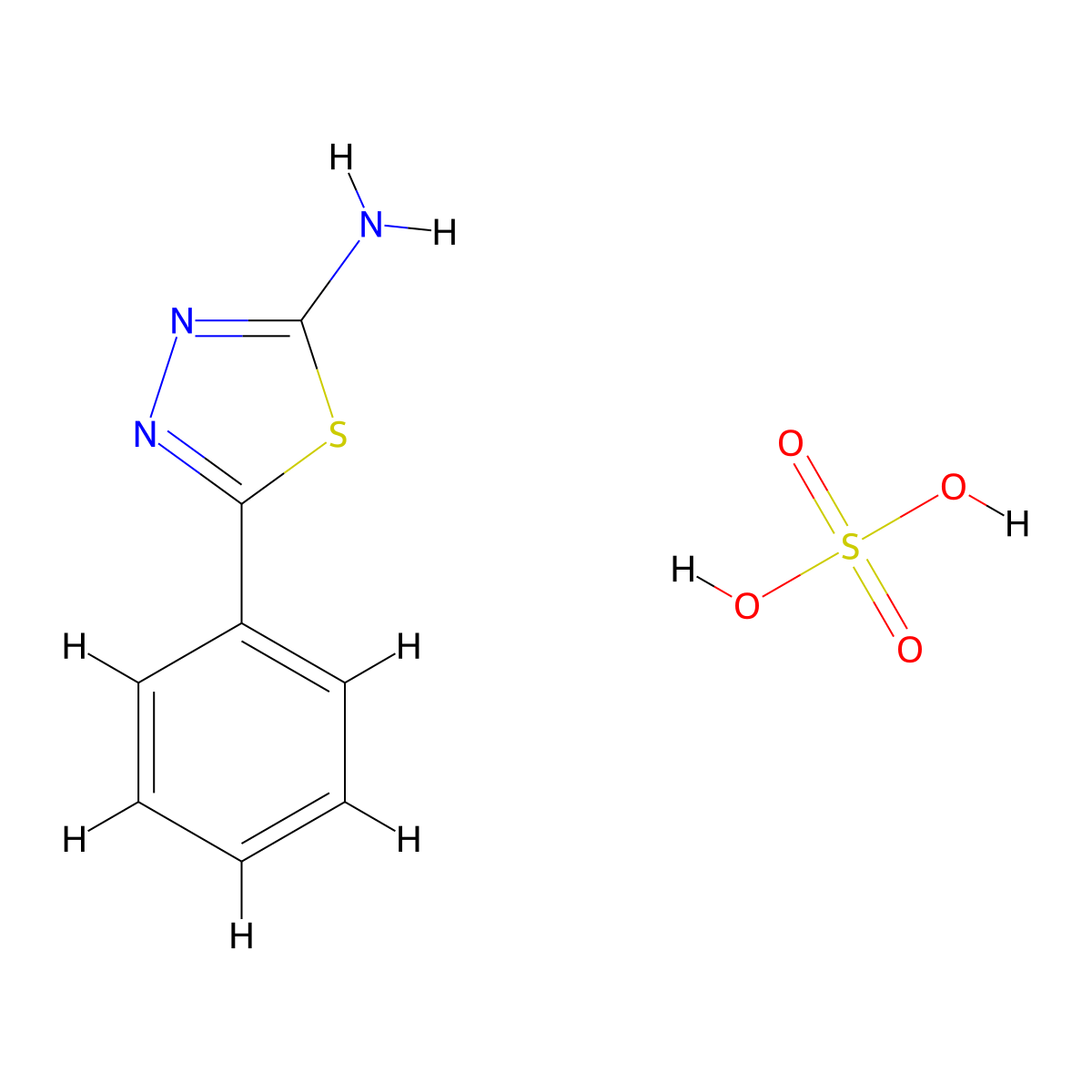 2-amino-5-phenyl-1,3,4-thiadiazole sulfate salt molecular structure, CAS 312619-47-9