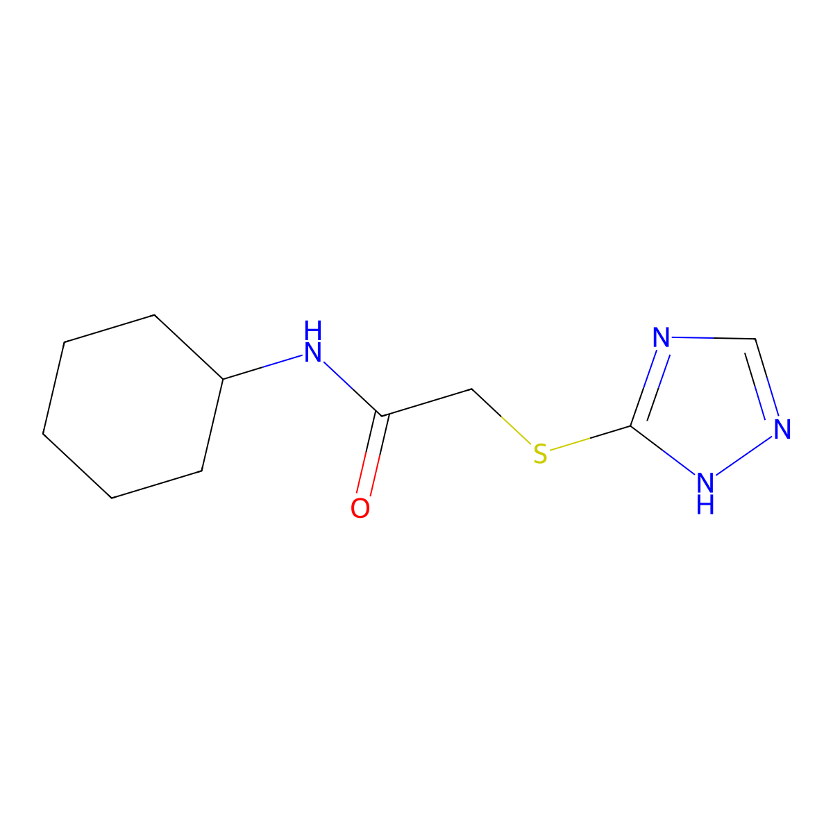 N-cyclohexyl-2-(1H-1,2,4-triazol-5-ylsulfanyl)acetamide molecular structure, CAS 312619-62-8