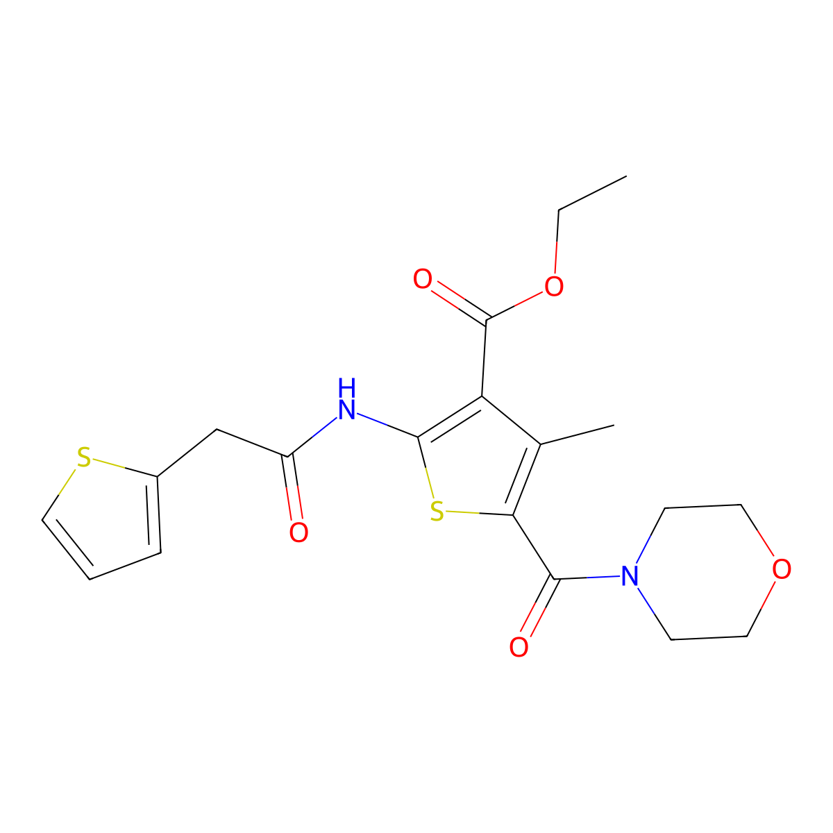 Ethyl 4-methyl-5-(morpholin-4-ylcarbonyl)-2-[(thiophen-2-ylacetyl)amino]thiophene-3-carboxylate molecular structure, CAS 312619-76-4