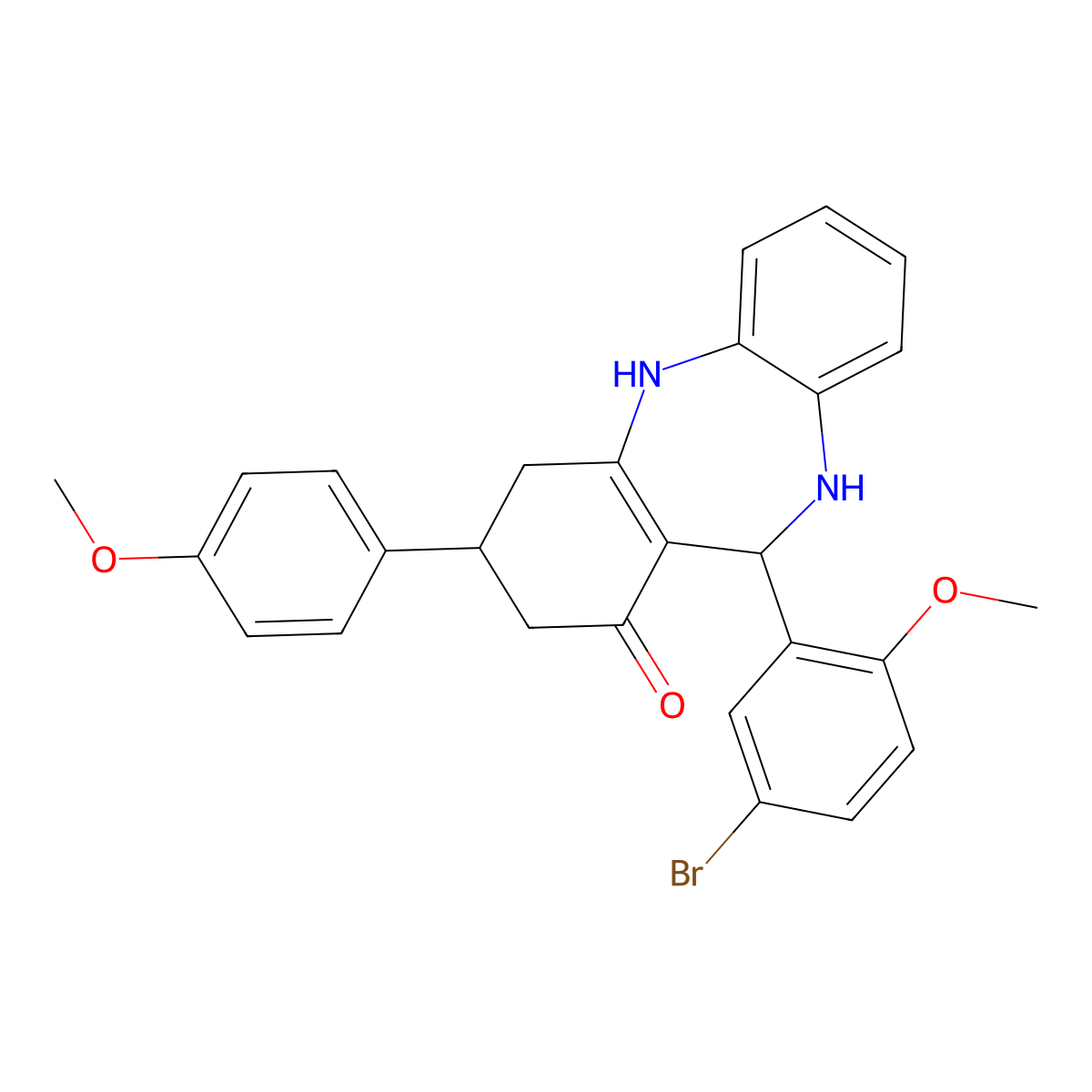 6-(5-Bromo-2-methoxyphenyl)-9-(4-methoxyphenyl)-5,6,8,9,10,11-hexahydrobenzo[b][1,4]benzodiazepin-7-one molecular structure, CAS 312619-85-5