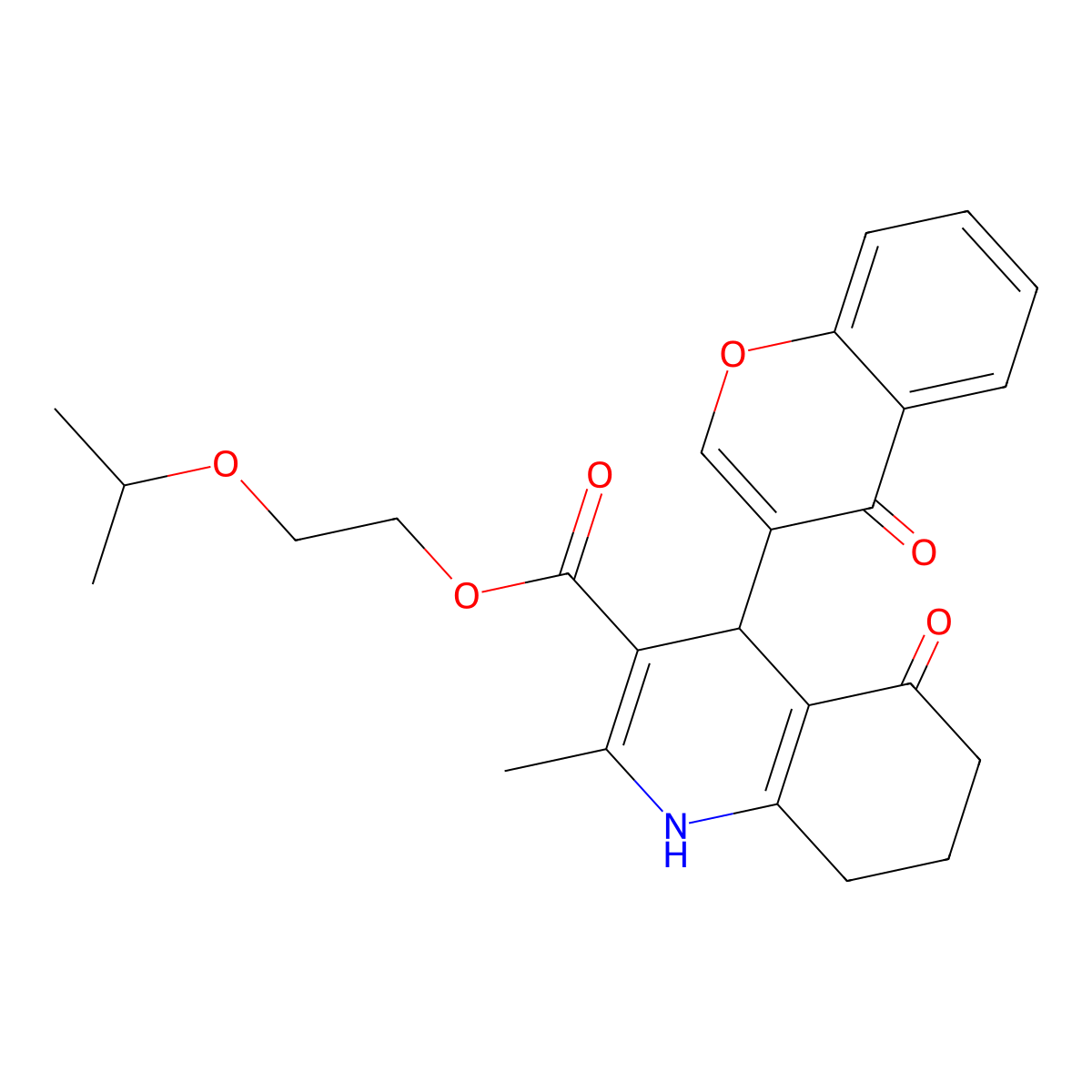 2-(propan-2-yloxy)ethyl 2-methyl-5-oxo-4-(4-oxo-4H-chromen-3-yl)-1,4,5,6,7,8-hexahydroquinoline-3-carboxylate molecular structure, CAS 312620-05-6