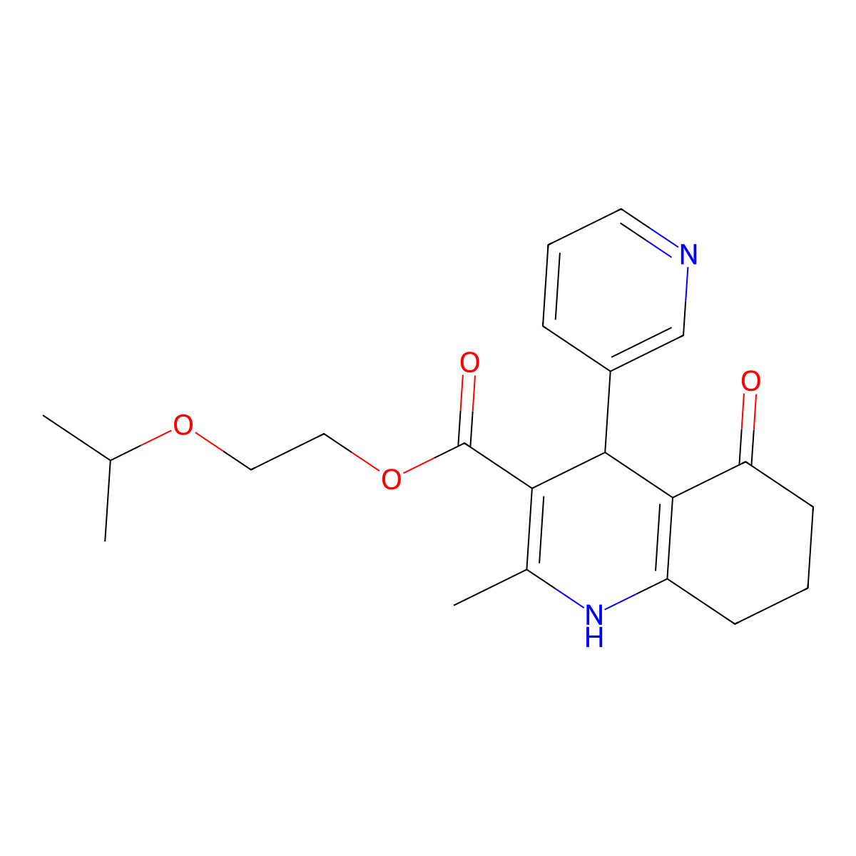 2-(Propan-2-yloxy)ethyl 2-methyl-5-oxo-4-(pyridin-3-yl)-1,4,5,6,7,8-hexahydroquinoline-3-carboxylate molecular structure, CAS 312620-09-0