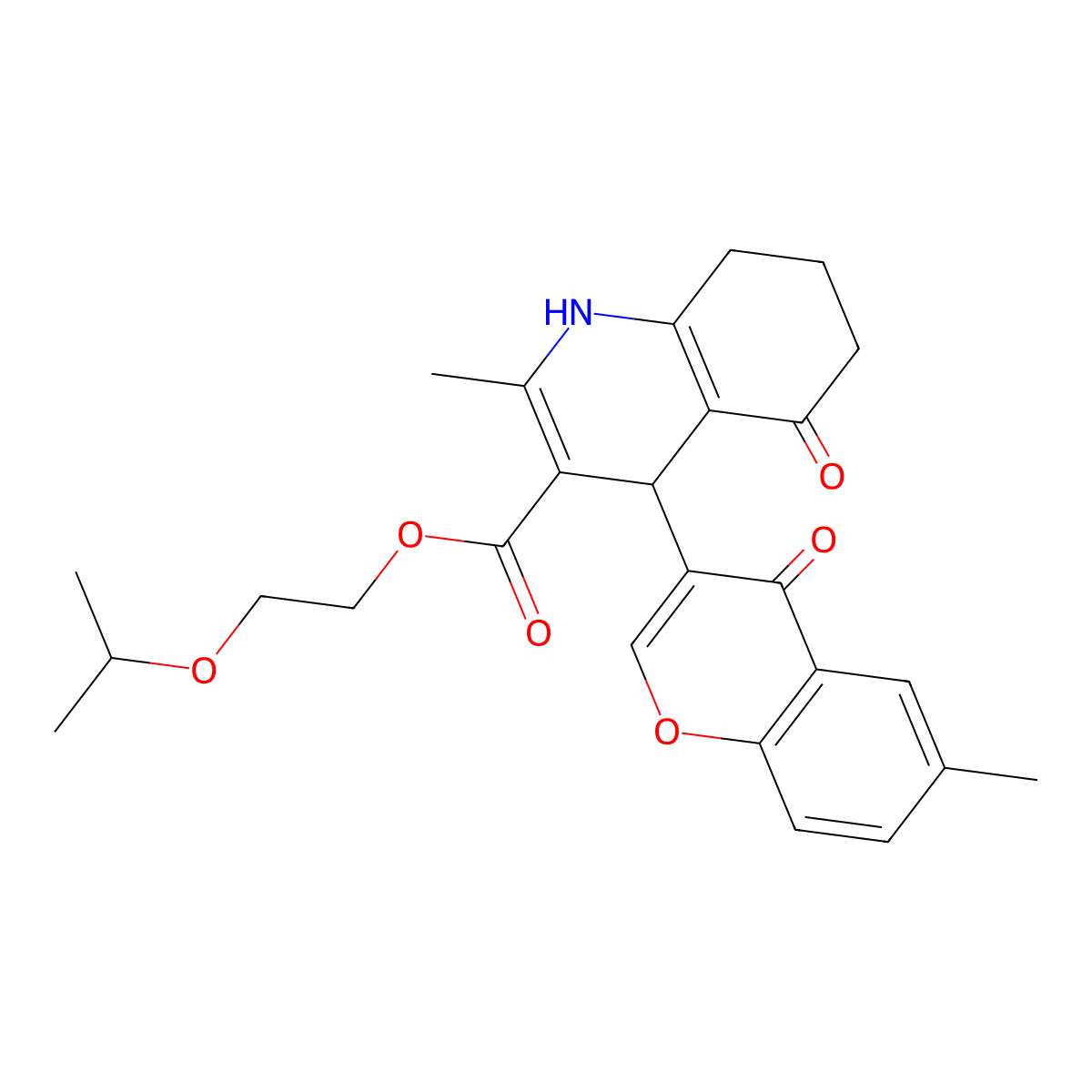 2-(propan-2-yloxy)ethyl 2-methyl-4-(6-methyl-4-oxo-4H-chromen-3-yl)-5-oxo-1,4,5,6,7,8-hexahydroquinoline-3-carboxylate molecular structure, CAS 312620-11-4
