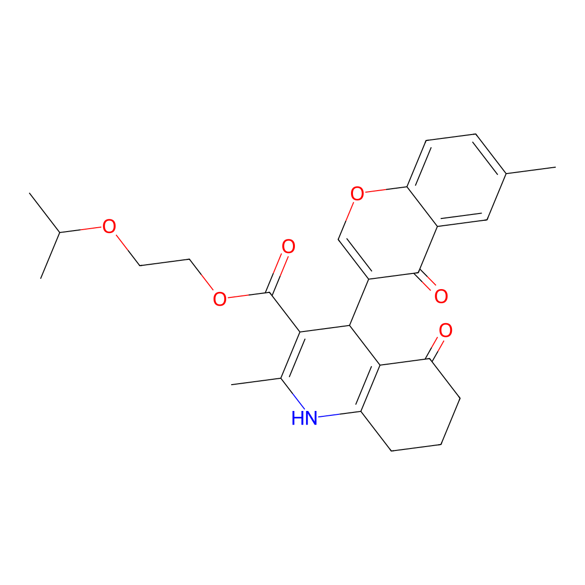 2-(propan-2-yloxy)ethyl 2-methyl-4-(6-methyl-4-oxo-4H-chromen-3-yl)-5-oxo-1,4,5,6,7,8-hexahydroquinoline-3-carboxylate molecular structure, CAS 312620-11-4