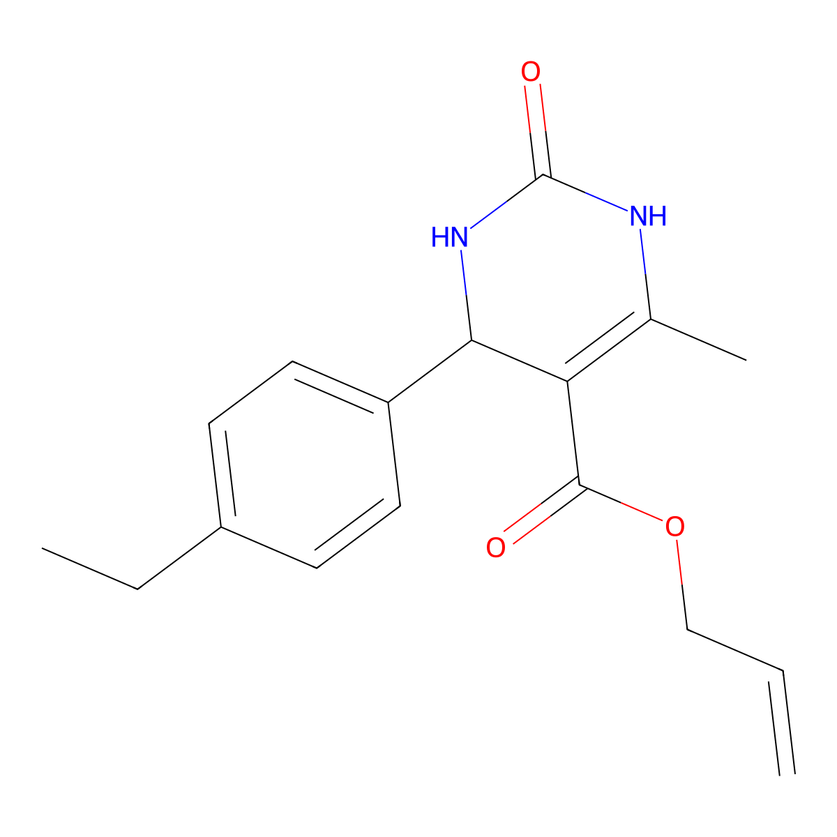 Prop-2-en-1-yl 4-(4-ethylphenyl)-6-methyl-2-oxo-1,2,3,4-tetrahydropyrimidine-5-carboxylate molecular structure, CAS 312620-29-4