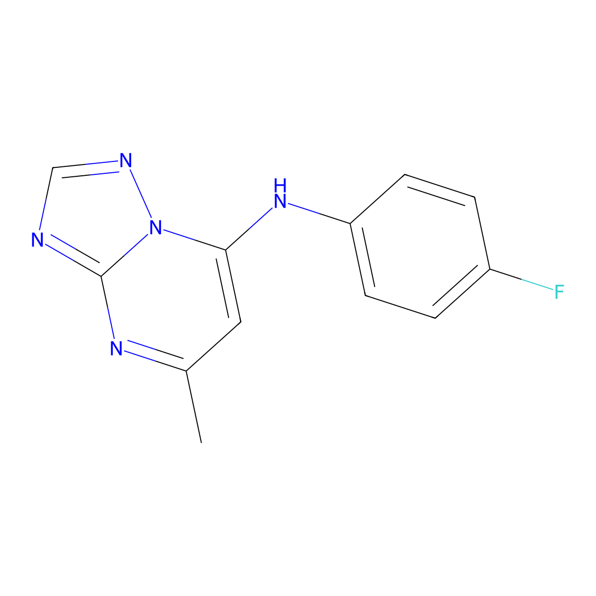 N-(4-fluorophenyl)-5-methyl-[1,2,4]triazolo[1,5-a]pyrimidin-7-amine molecular structure, CAS 312620-43-2