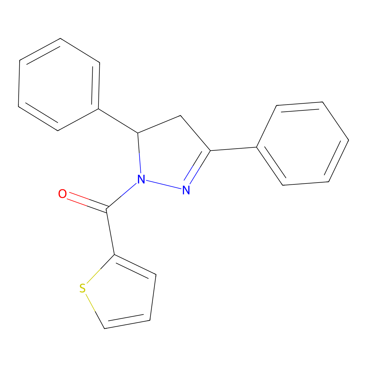 (3,5-Diphenyl-3,4-dihydropyrazol-2-yl)-thiophen-2-ylmethanone molecular structure, CAS 312620-57-8