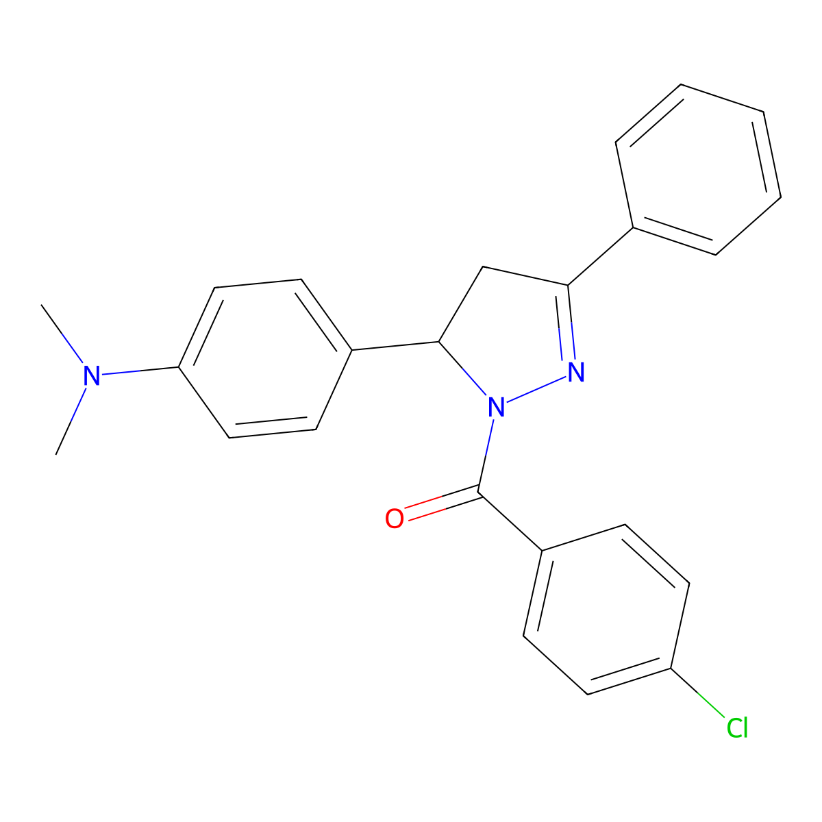 4-[1-(4-chlorobenzoyl)-3-phenyl-4,5-dihydro-1H-pyrazol-5-yl]-N,N-dimethylaniline molecular structure, CAS 312620-60-3