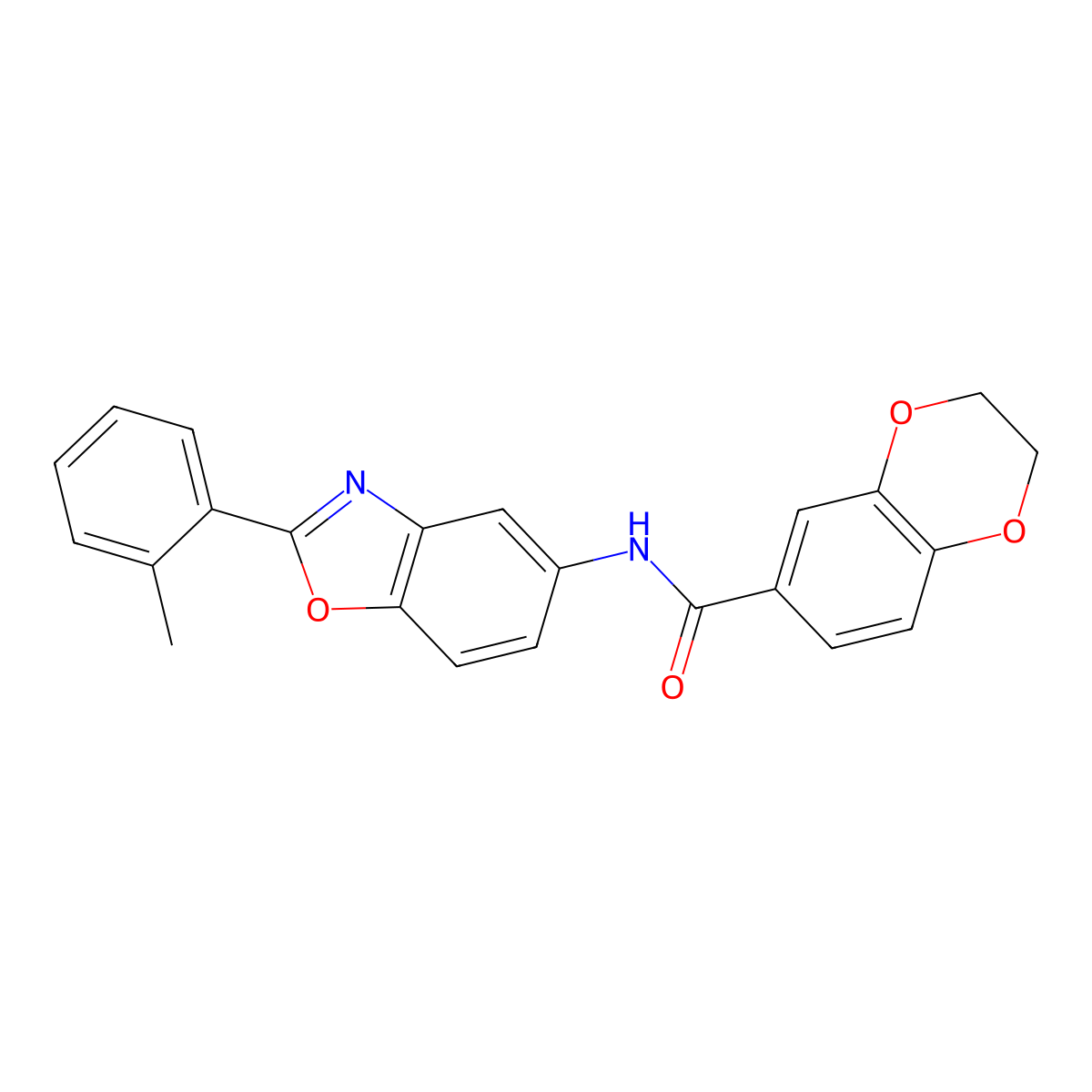 N-[2-(2-methylphenyl)-1,3-benzoxazol-5-yl]-2,3-dihydro-1,4-benzodioxine-6-carboxamide molecular structure, CAS 312620-87-4