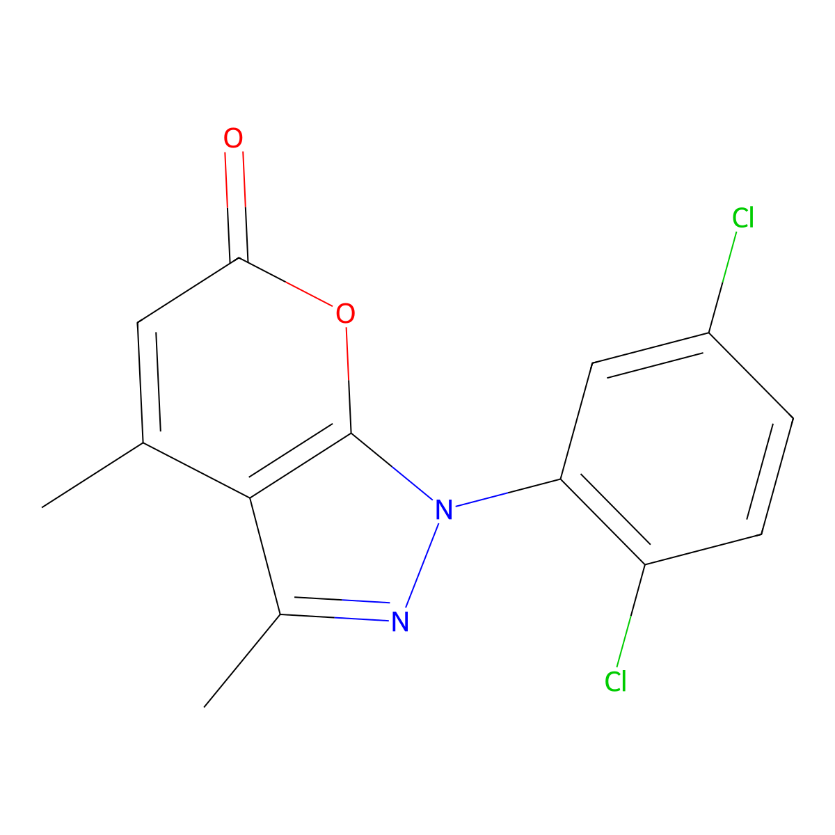 1-(2,5-dichlorophenyl)-3,4-dimethylpyrano[2,3-c]pyrazol-6(1H)-one molecular structure, CAS 312621-02-6