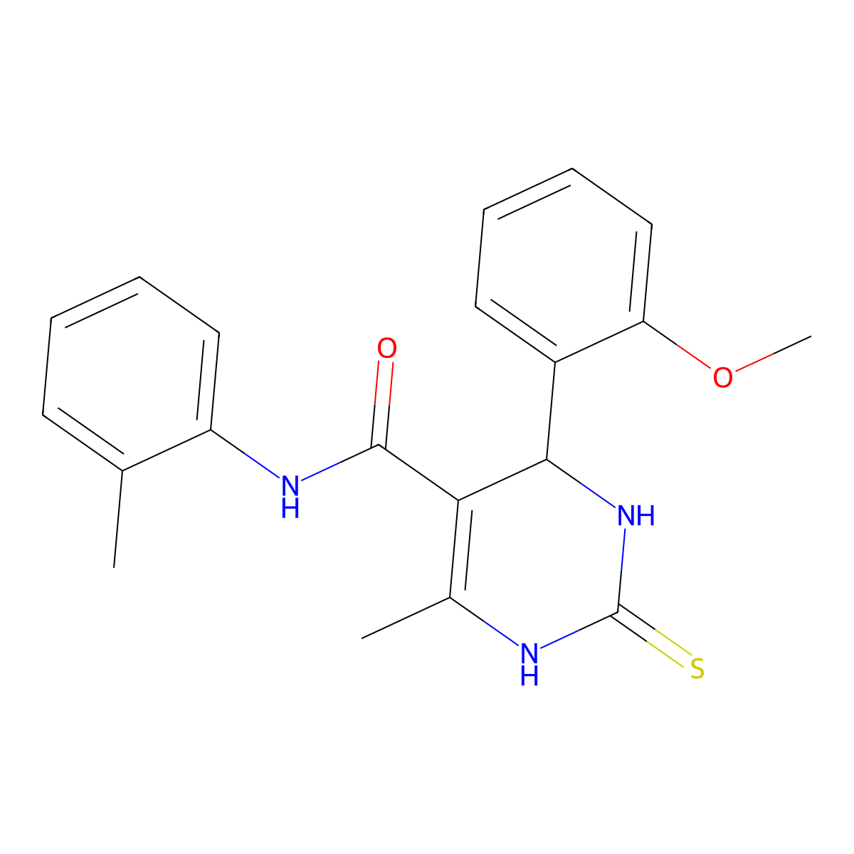 4-(2-methoxyphenyl)-6-methyl-N-(2-methylphenyl)-2-thioxo-1,2,3,4-tetrahydro-5-pyrimidinecarboxamide molecular structure, CAS 312621-08-2