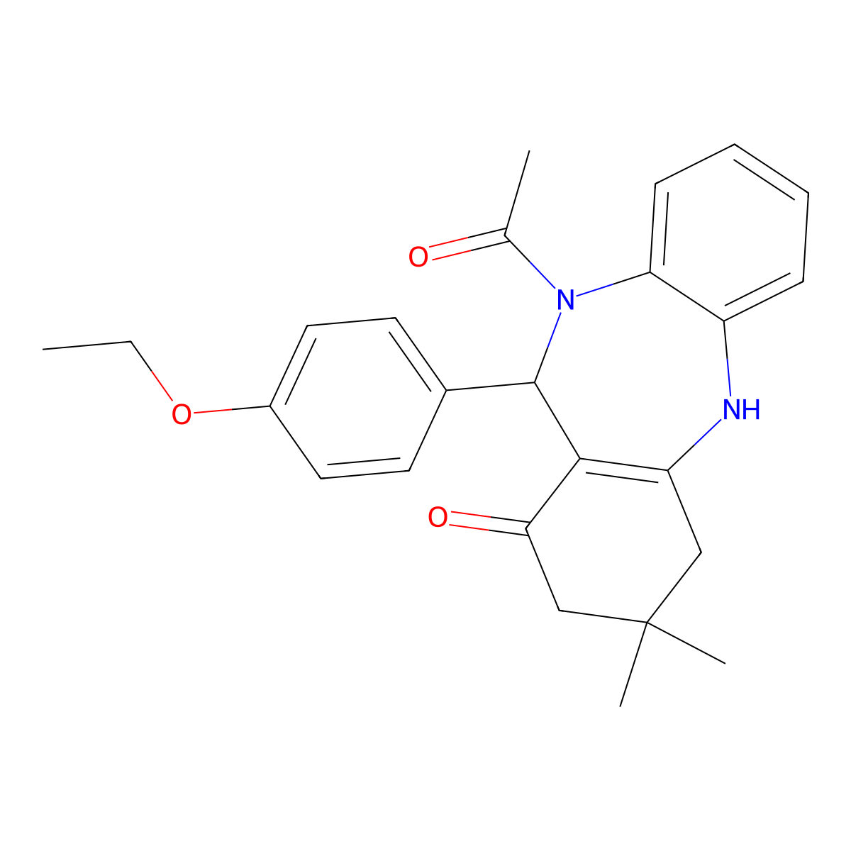5-Acetyl-6-(4-ethoxyphenyl)-9,9-dimethyl-6,8,10,11-tetrahydrobenzo[b][1,4]benzodiazepin-7-one molecular structure, CAS 312621-15-1