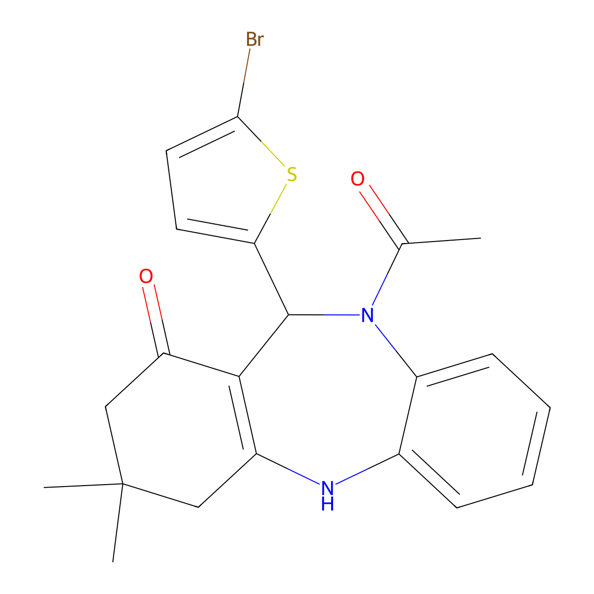 5-Acetyl-6-(5-bromothiophen-2-yl)-9,9-dimethyl-6,8,10,11-tetrahydrobenzo[b][1,4]benzodiazepin-7-one molecular structure, CAS 312621-23-1