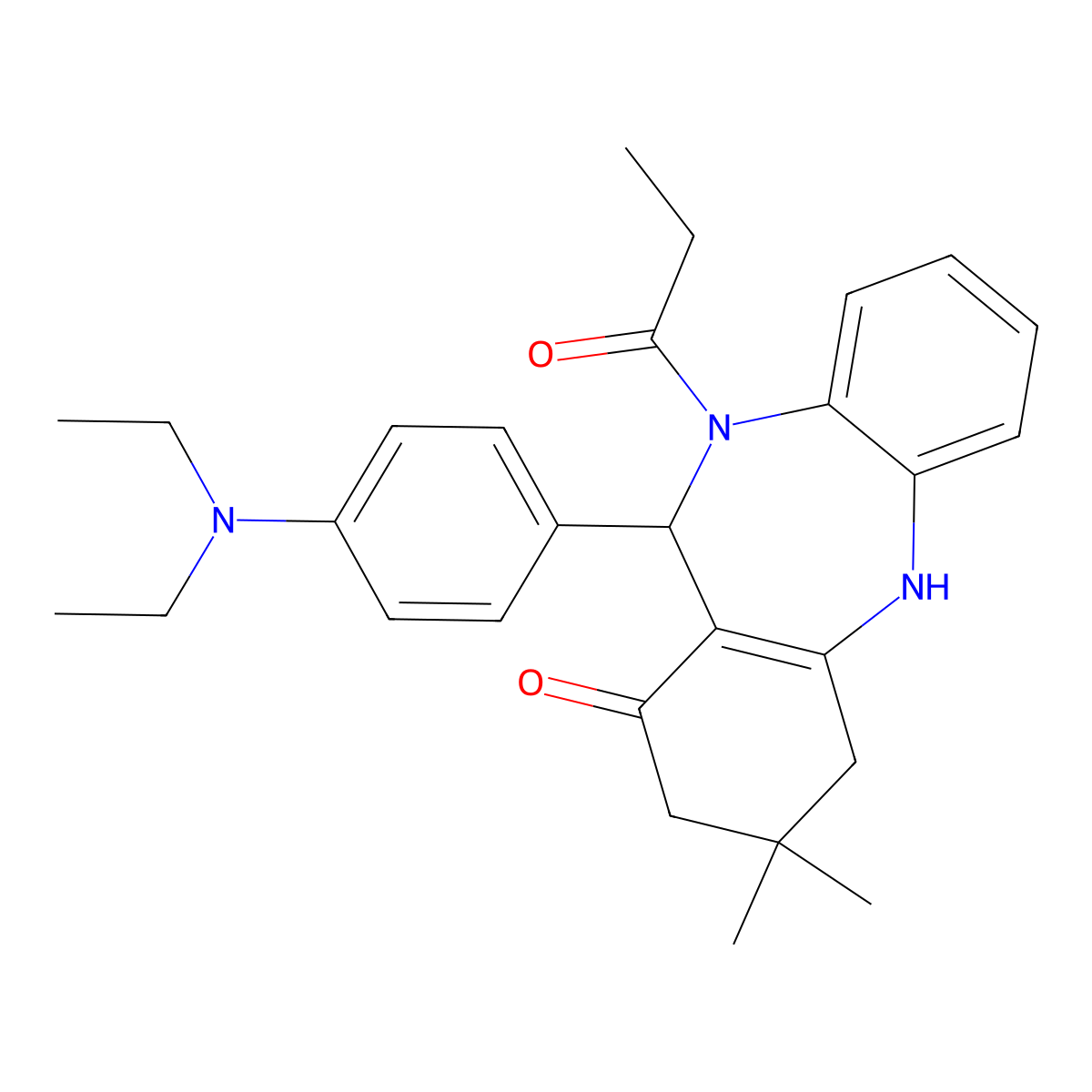 6-[4-(Diethylamino)phenyl]-9,9-dimethyl-5-propanoyl-6,8,10,11-tetrahydrobenzo[b][1,4]benzodiazepin-7-one molecular structure, CAS 312621-34-4