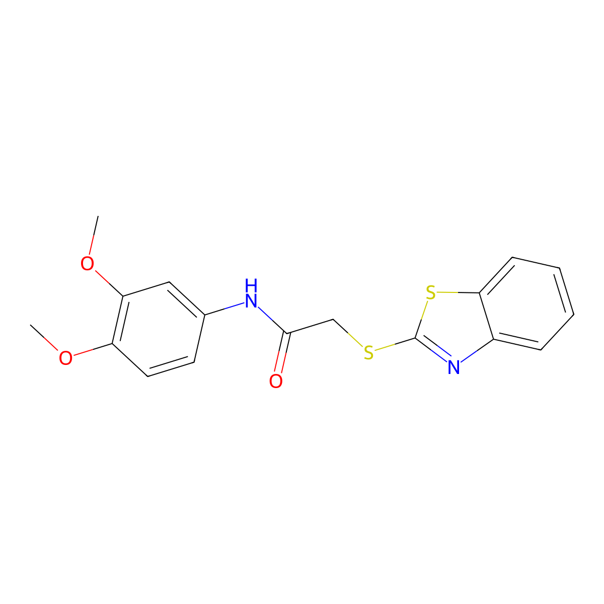 2-(1,3-benzothiazol-2-ylsulfanyl)-N-(3,4-dimethoxyphenyl)acetamide molecular structure, CAS 312621-58-2