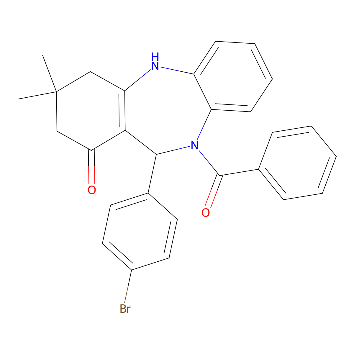 5-Benzoyl-6-(4-bromophenyl)-9,9-dimethyl-6,8,10,11-tetrahydrobenzo[b][1,4]benzodiazepin-7-one molecular structure, CAS 312621-68-4