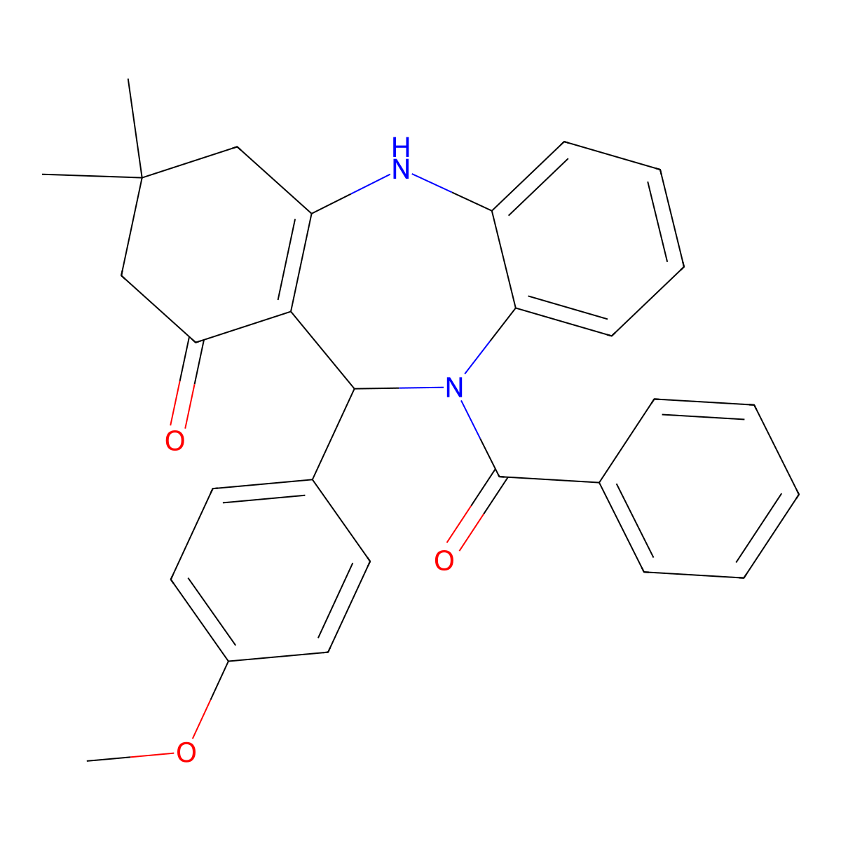 5-Benzoyl-6-(4-methoxyphenyl)-9,9-dimethyl-6,8,10,11-tetrahydrobenzo[b][1,4]benzodiazepin-7-one molecular structure, CAS 312621-69-5