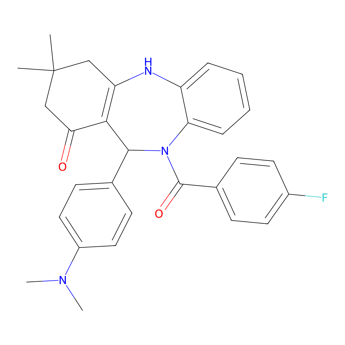 6-[4-(Dimethylamino)phenyl]-5-(4-fluorobenzoyl)-9,9-dimethyl-6,8,10,11-tetrahydrobenzo[b][1,4]benzodiazepin-7-one molecular structure, CAS 312621-76-4