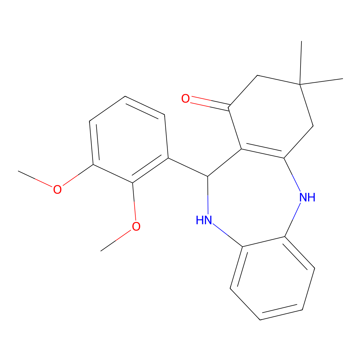 6-(2,3-dimethoxyphenyl)-9,9-dimethyl-6,8,10,11-tetrahydro-5H-benzo[b][1,4]benzodiazepin-7-one molecular structure, CAS 312621-80-0