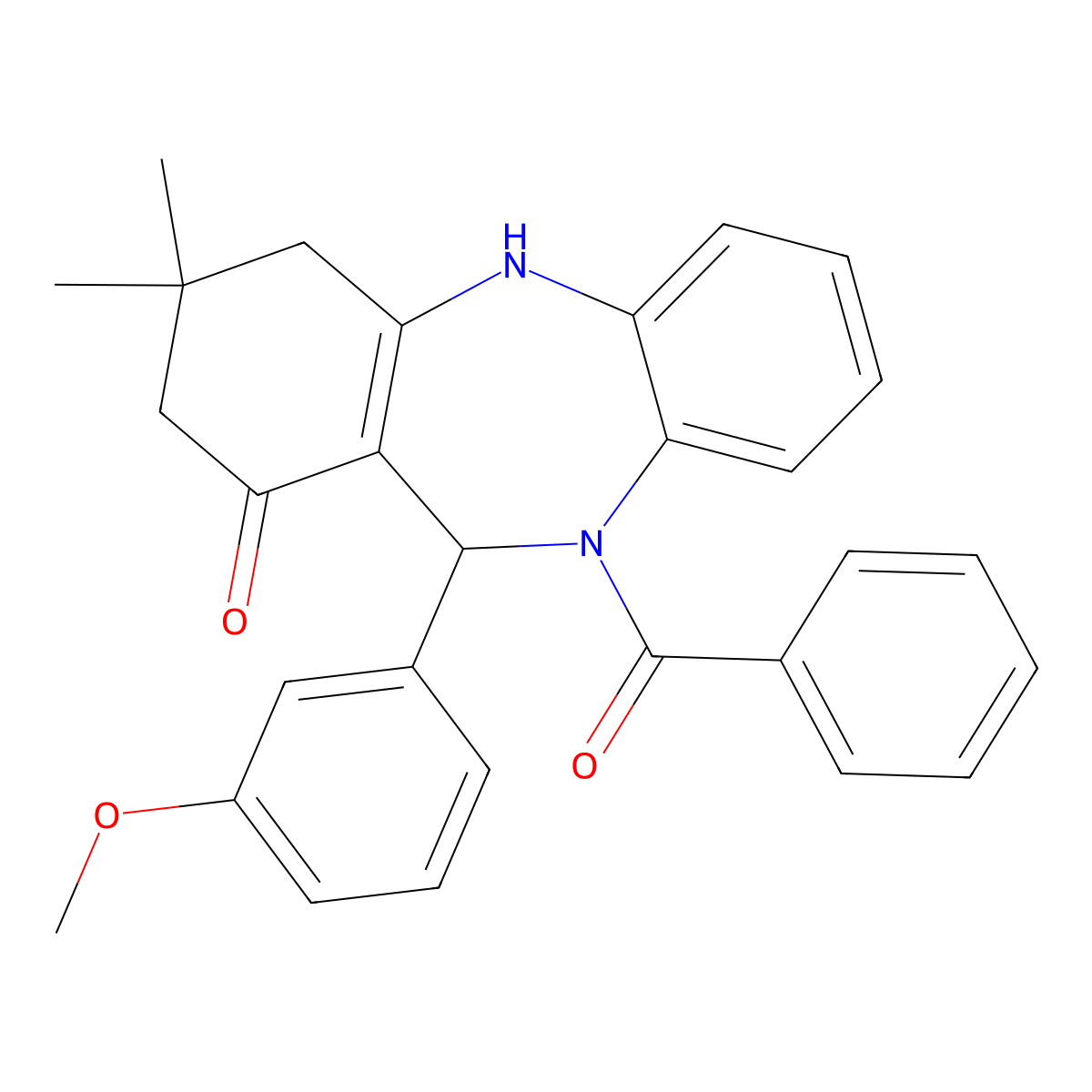 5-Benzoyl-6-(3-methoxyphenyl)-9,9-dimethyl-6,8,10,11-tetrahydrobenzo[b][1,4]benzodiazepin-7-one molecular structure, CAS 312621-81-1