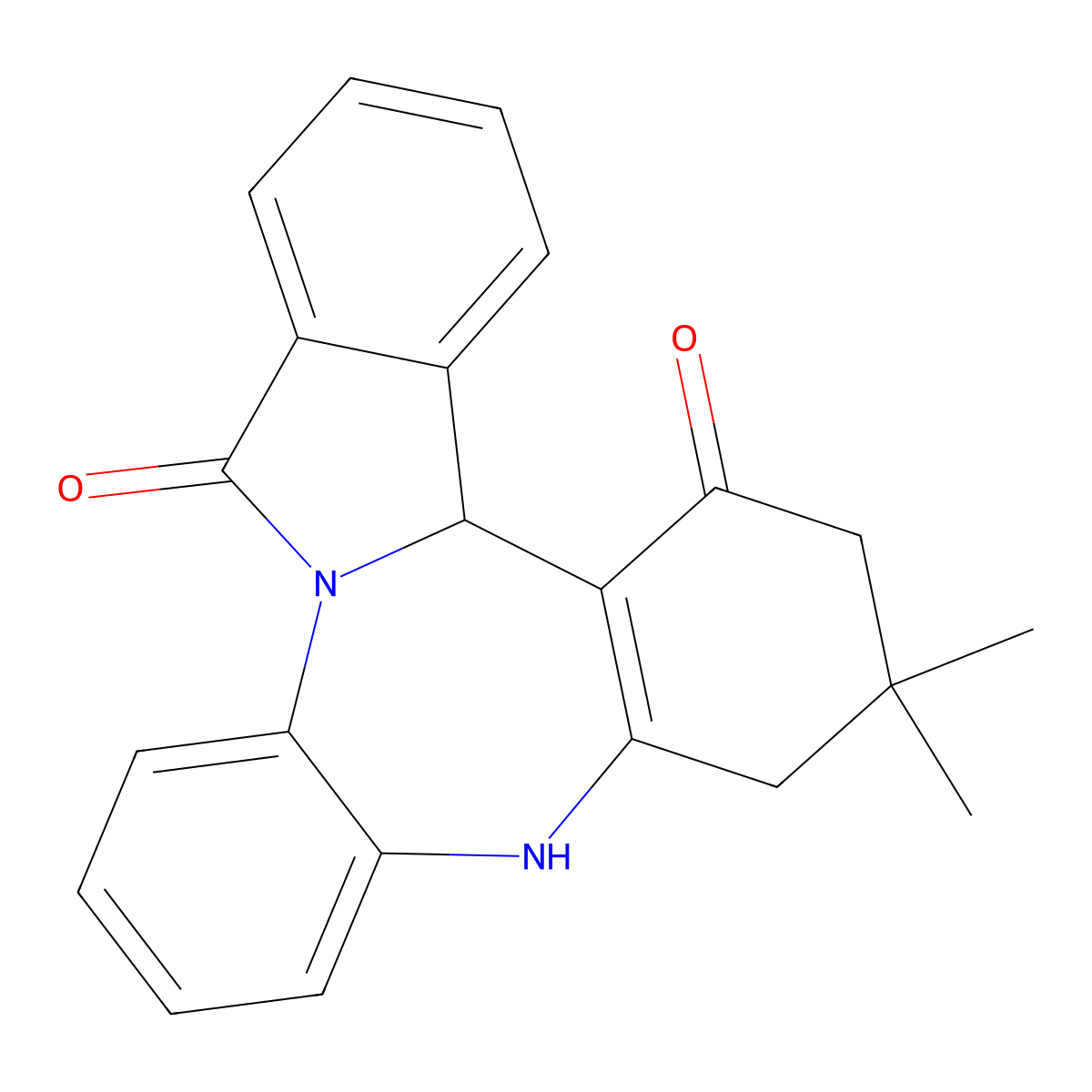 7,7-dimethyl-4b,7,8,9-tetrahydro-6H-dibenzo[2,3:5,6][1,4]diazepino[7,1-a]isoindole-5,15-dione molecular structure, CAS 312622-03-0