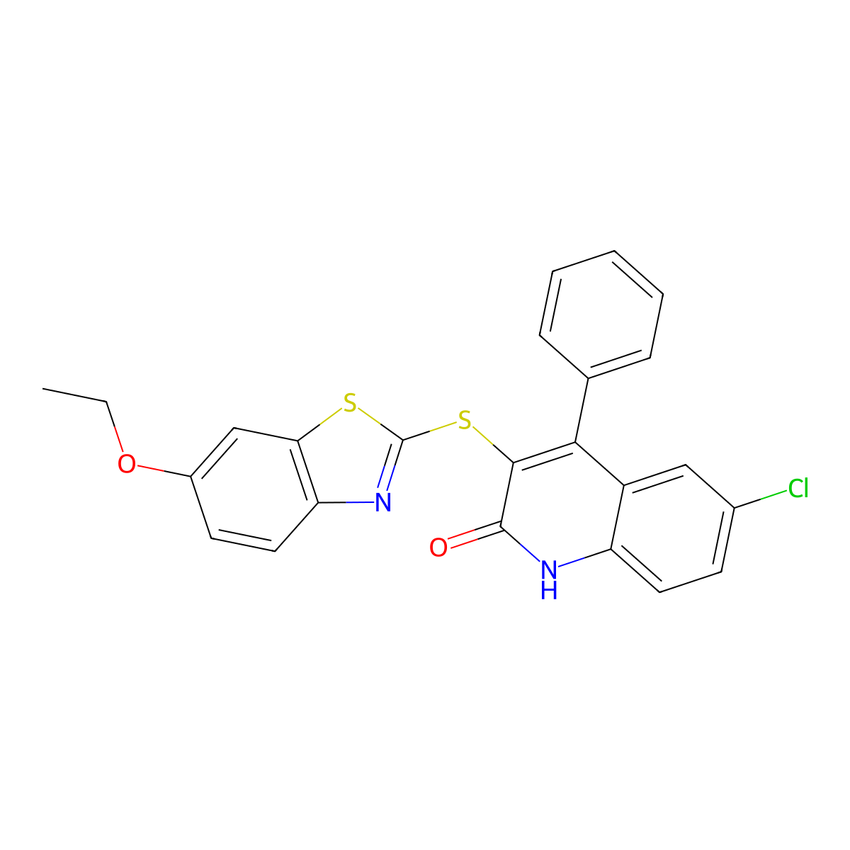 6-chloro-3-[(6-ethoxy-1,3-benzothiazol-2-yl)sulfanyl]-4-phenyl-1H-quinolin-2-one molecular structure, CAS 312622-14-3