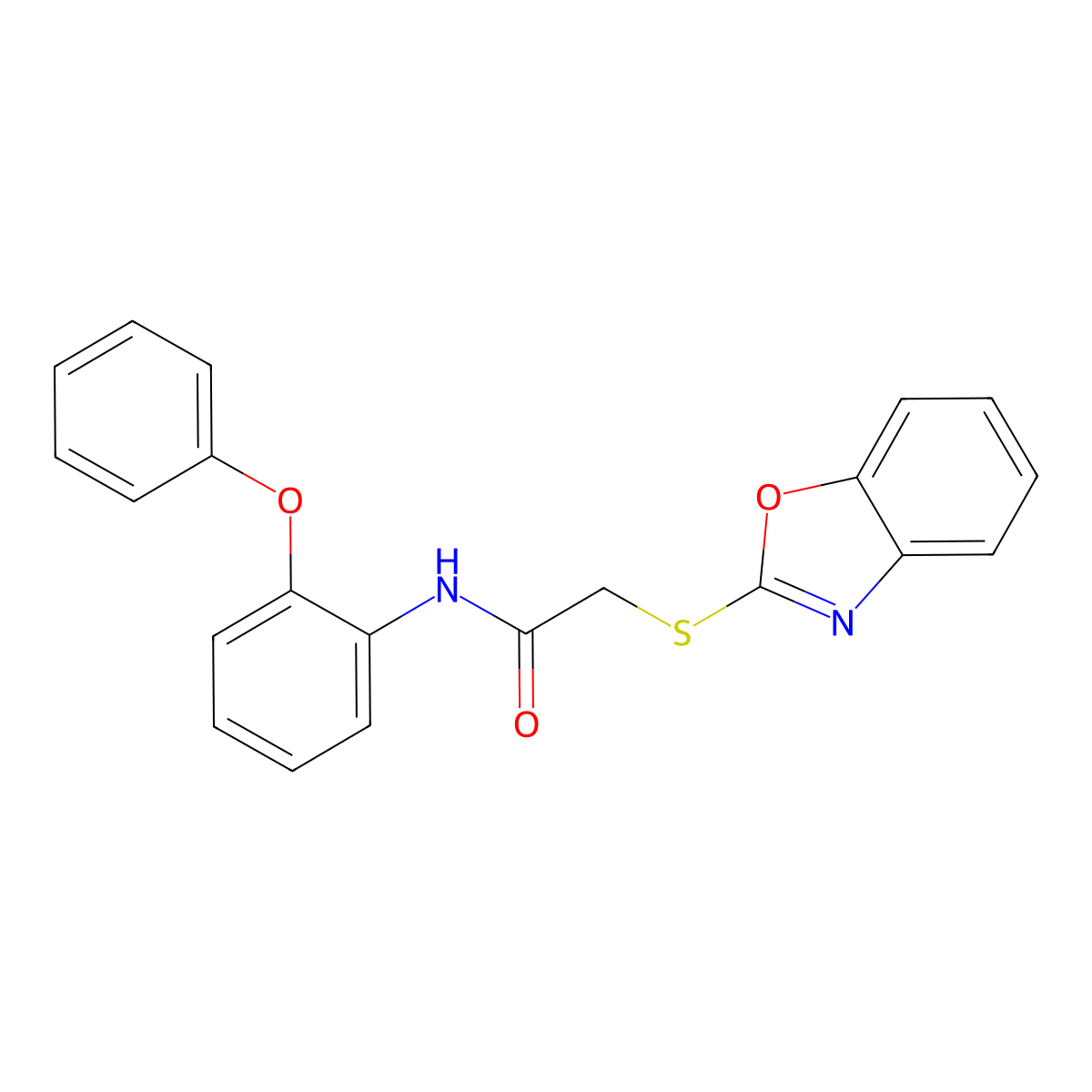 2-(1,3-benzoxazol-2-ylsulfanyl)-N-(2-phenoxyphenyl)acetamide molecular structure, CAS 312622-19-8