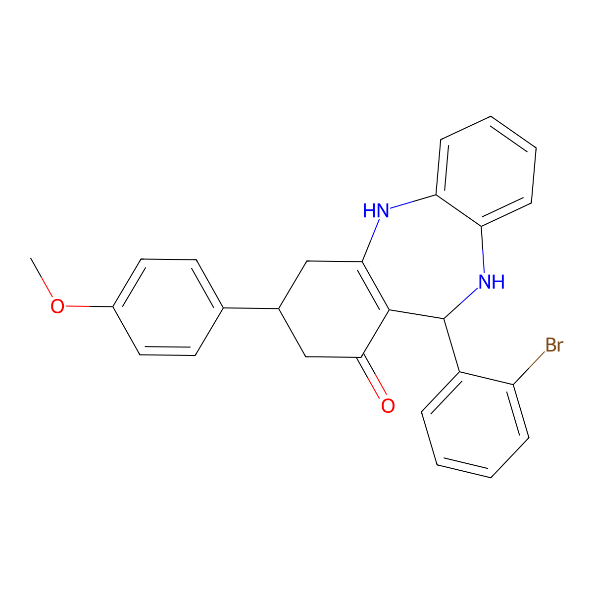 6-(2-Bromophenyl)-9-(4-methoxyphenyl)-5,6,8,9,10,11-hexahydrobenzo[b][1,4]benzodiazepin-7-one molecular structure, CAS 312622-32-5