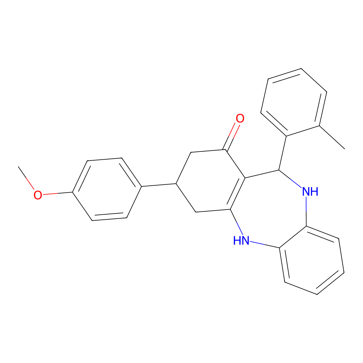 9-(4-Methoxyphenyl)-6-(2-methylphenyl)-5,6,8,9,10,11-hexahydrobenzo[b][1,4]benzodiazepin-7-one molecular structure, CAS 312622-36-9