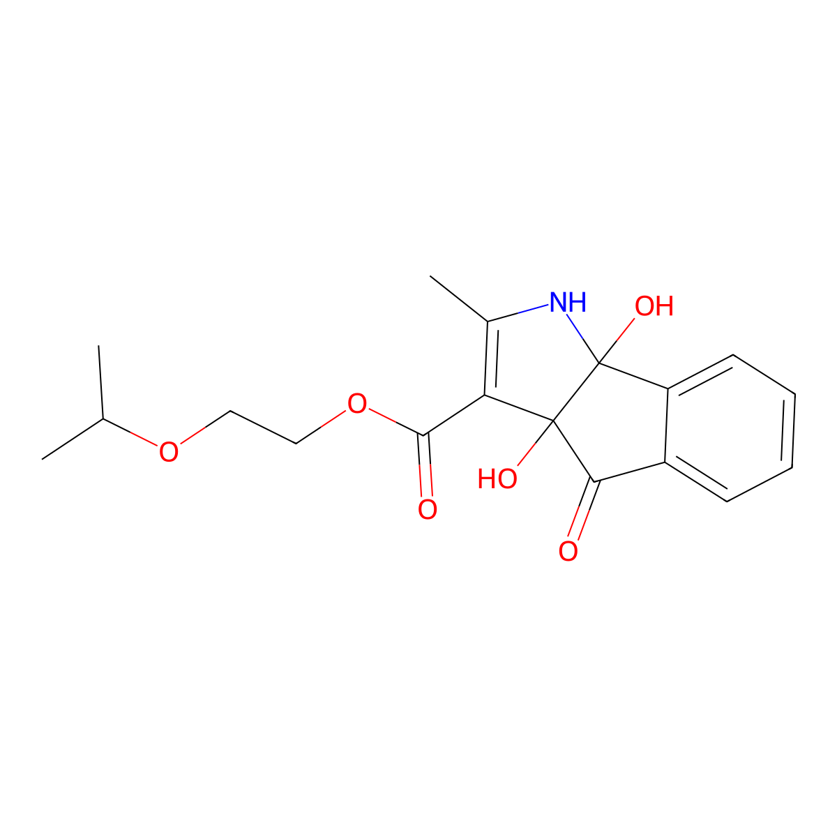 2-Isopropoxyethyl 3a,8b-dihydroxy-2-methyl-4-oxo-1,3a,4,8b-tetrahydroindeno[1,2-b]pyrrole-3-carboxylate molecular structure, CAS 312622-72-3