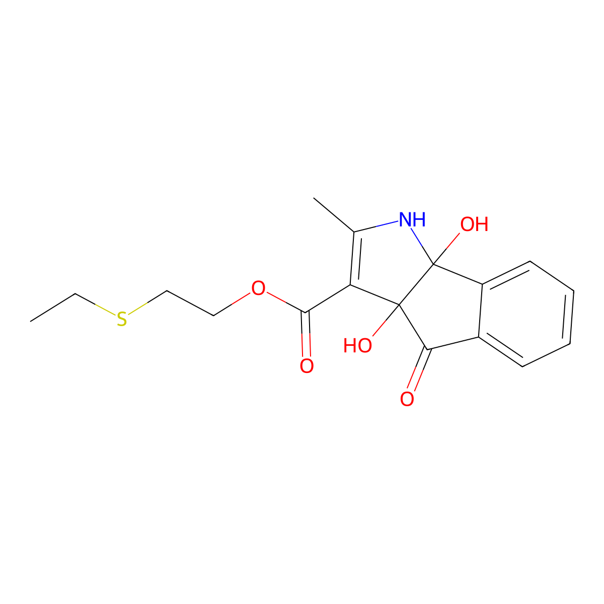 2-(Ethylsulfanyl)ethyl 3a,8b-dihydroxy-2-methyl-4-oxo-1,3a,4,8b-tetrahydroindeno[1,2-b]pyrrole-3-carboxylate molecular structure, CAS 312622-74-5