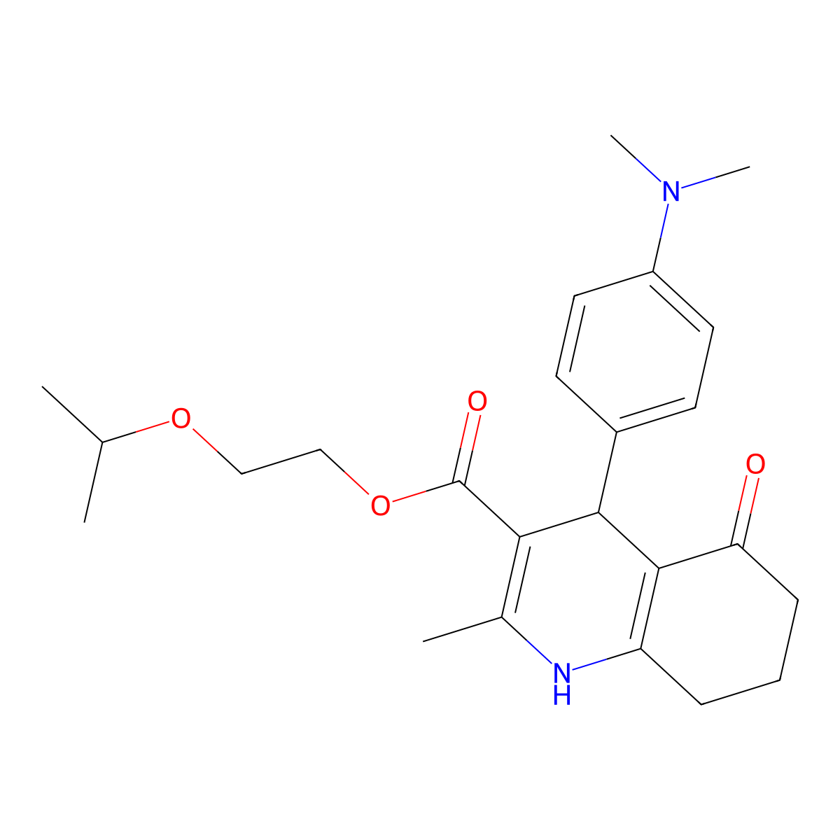 2-Isopropoxyethyl 4-[4-(dimethylamino)phenyl]-2-methyl-5-oxo-1,4,5,6,7,8-hexahydro-3-quinolinecarboxylate molecular structure, CAS 312622-75-6