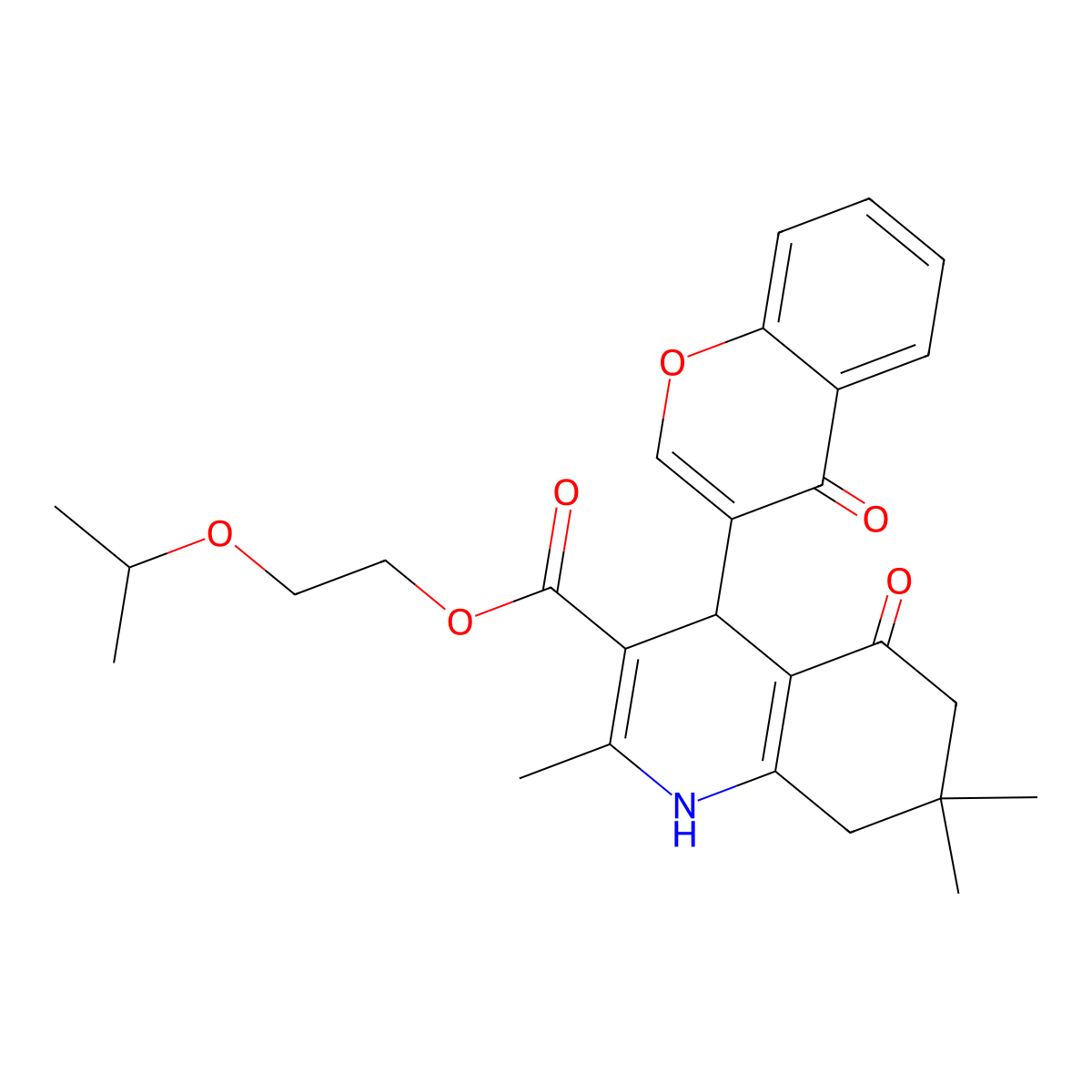 2-(propan-2-yloxy)ethyl 2,7,7-trimethyl-5-oxo-4-(4-oxo-4H-chromen-3-yl)-1,4,5,6,7,8-hexahydroquinoline-3-carboxylate molecular structure, CAS 312622-81-4