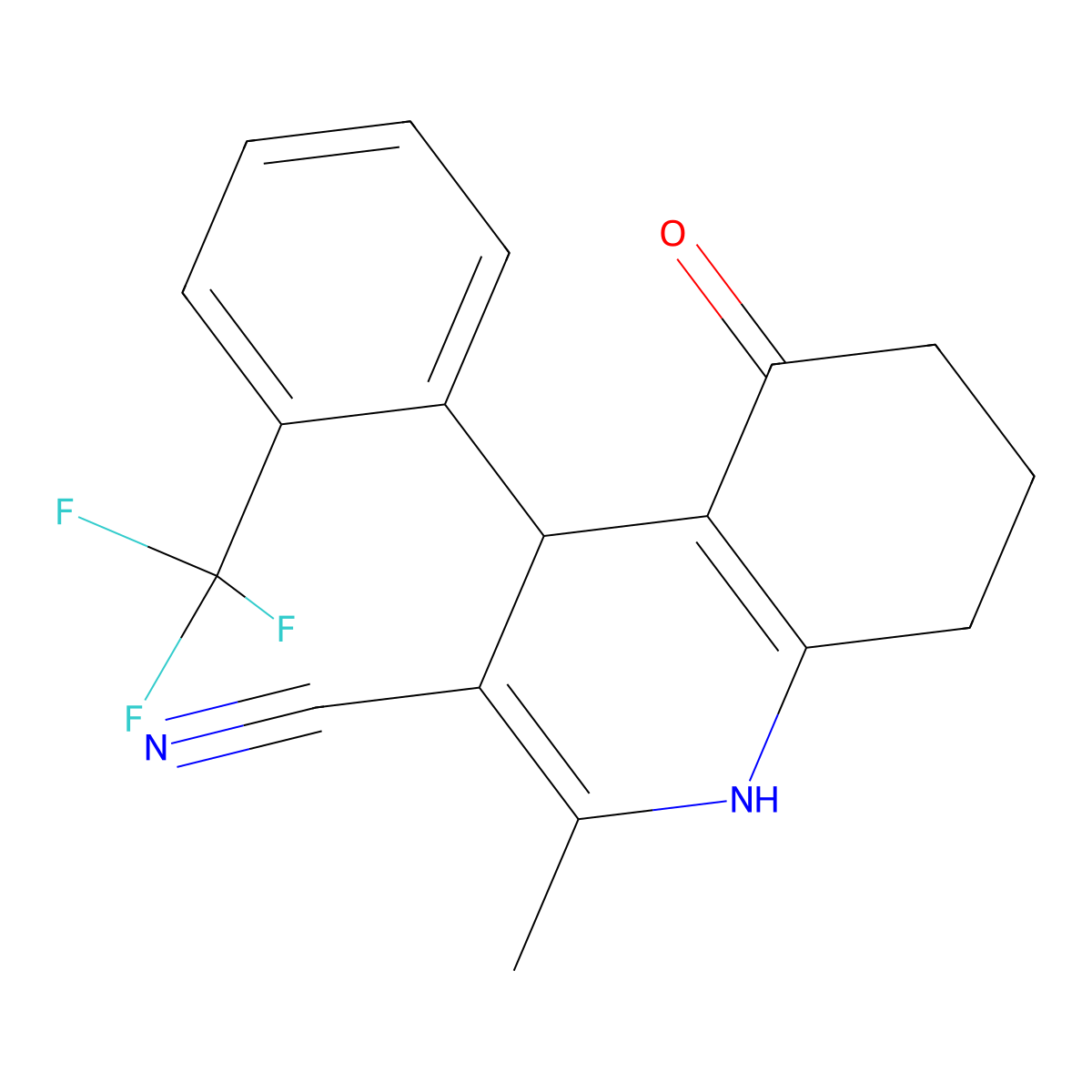 2-methyl-5-oxo-4-[2-(trifluoromethyl)phenyl]-4,6,7,8-tetrahydro-1H-quinoline-3-carbonitrile molecular structure, CAS 312622-82-5