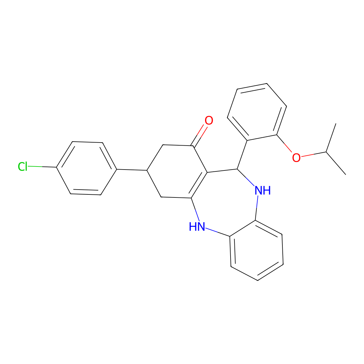 3-(4-chlorophenyl)-11-(2-isopropoxyphenyl)-2,3,4,5,10,11-hexahydro-1H-dibenzo[b,e][1,4]diazepin-1-one molecular structure, CAS 312623-03-3