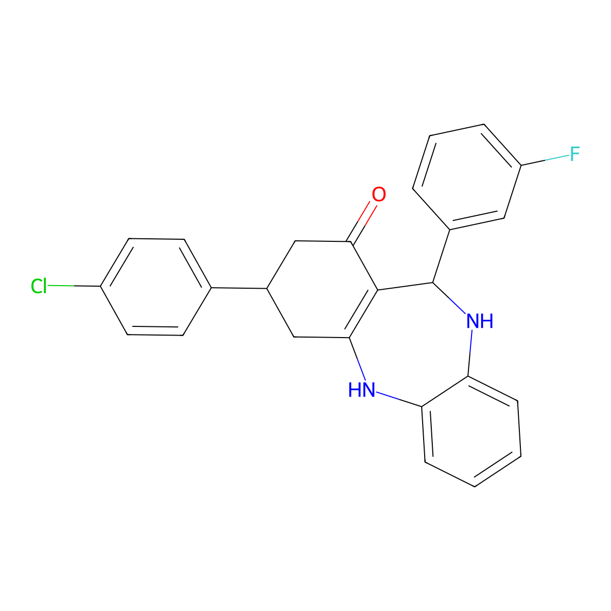 9-(4-Chlorophenyl)-6-(3-fluorophenyl)-5,6,8,9,10,11-hexahydrobenzo[b][1,4]benzodiazepin-7-one molecular structure, CAS 312623-07-7