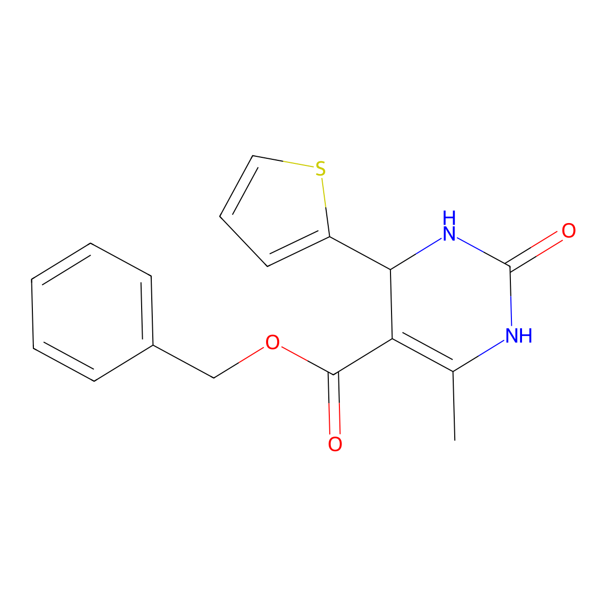 Benzyl 6-methyl-2-oxo-4-(thiophen-2-yl)-1,2,3,4-tetrahydropyrimidine-5-carboxylate molecular structure, CAS 312623-13-5