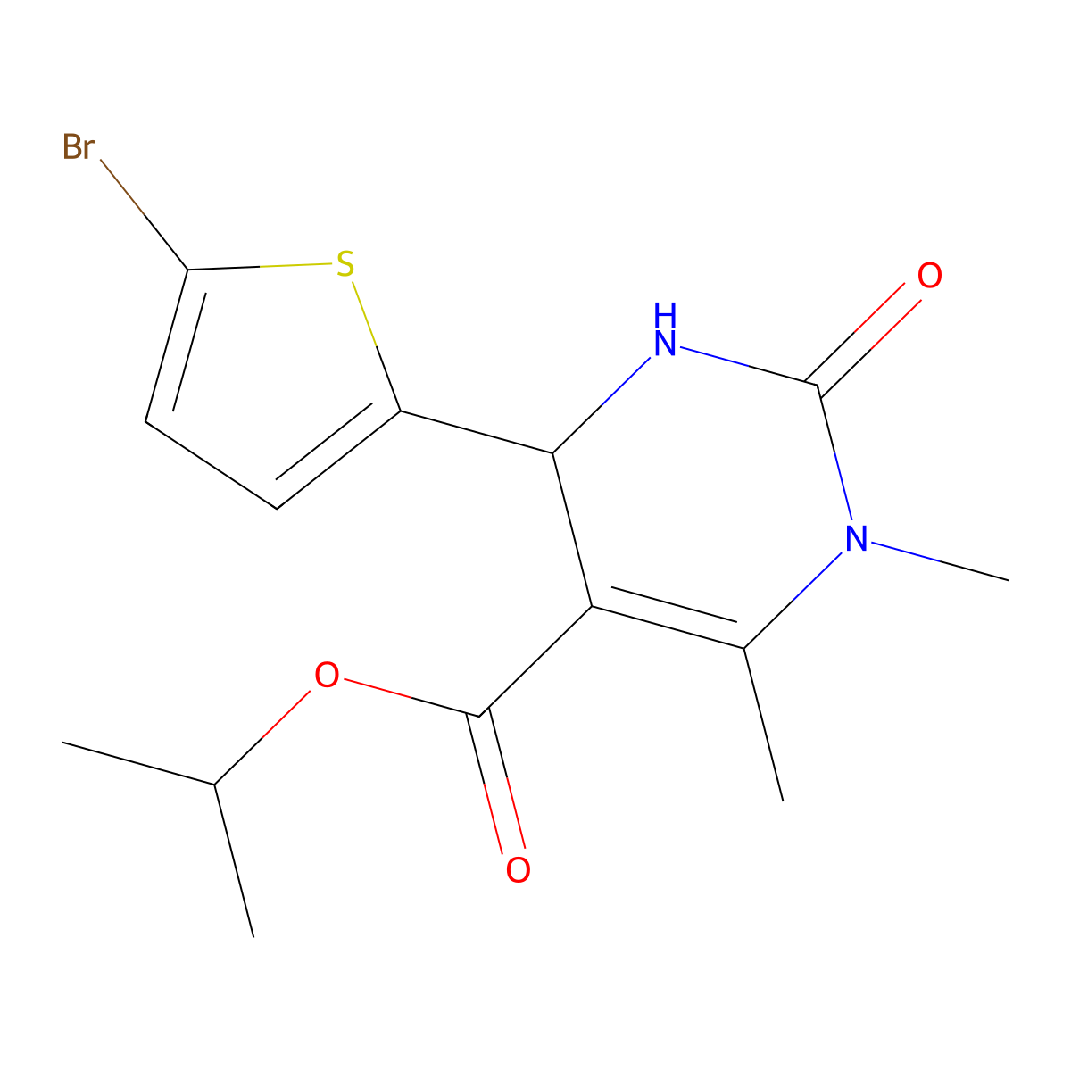 Isopropyl 4-(5-bromo-2-thienyl)-1,6-dimethyl-2-oxo-1,2,3,4-tetrahydro-5-pyrimidinecarboxylate molecular structure, CAS 312623-16-8