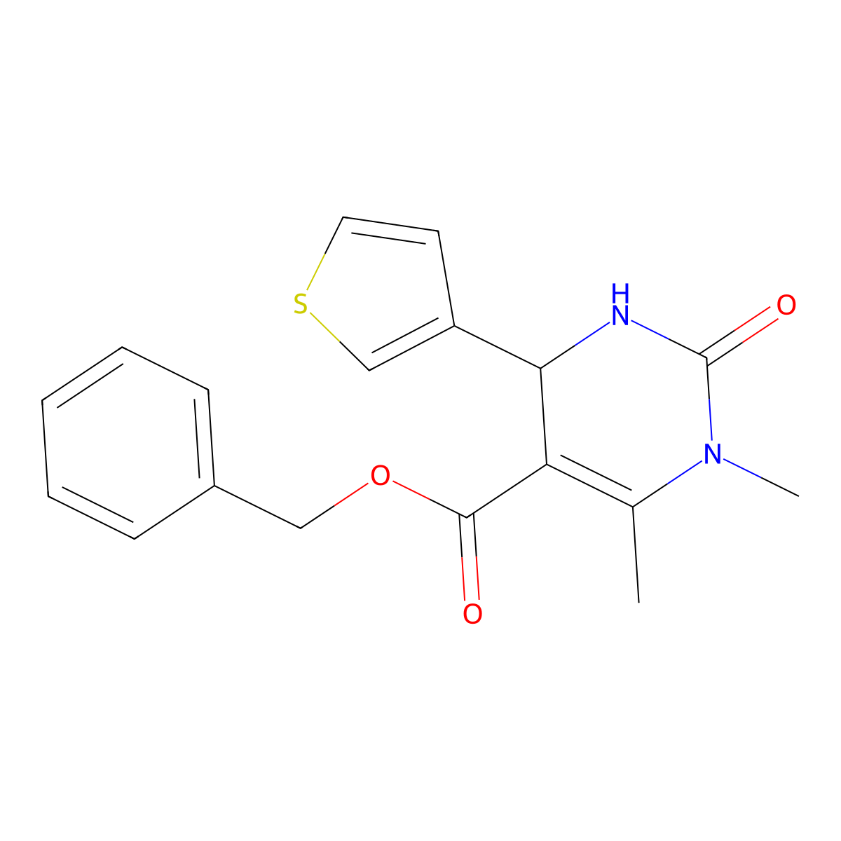 Benzyl 1,6-dimethyl-2-oxo-4-(3-thienyl)-1,2,3,4-tetrahydro-5-pyrimidinecarboxylate molecular structure, CAS 312623-17-9