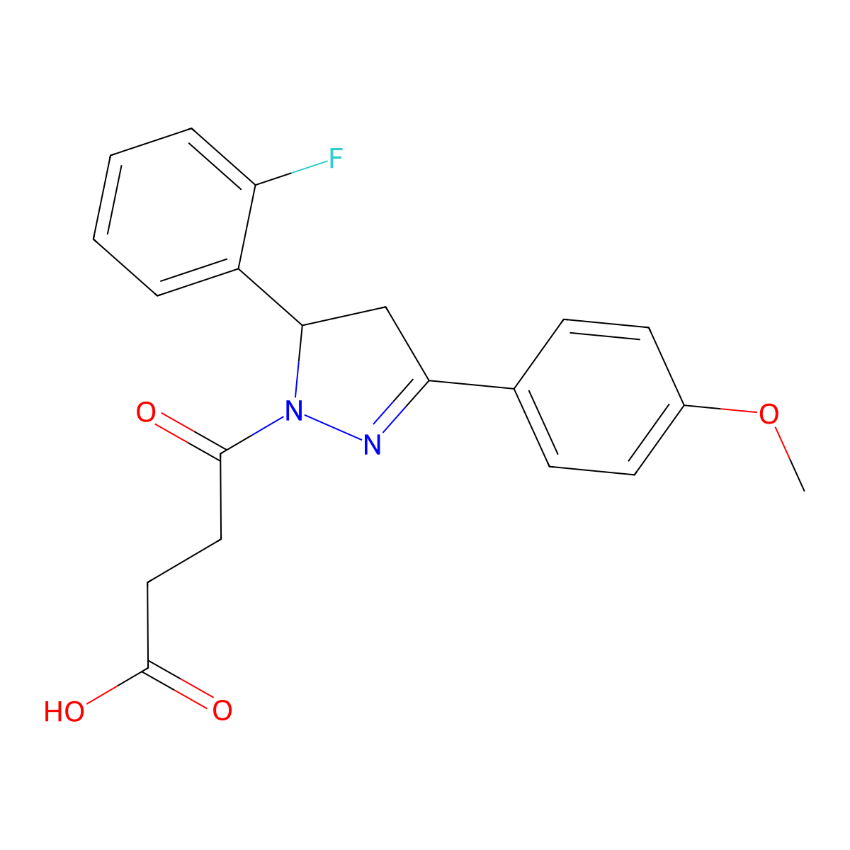 4-[3-(2-Fluorophenyl)-5-(4-methoxyphenyl)-3,4-dihydropyrazol-2-yl]-4-oxobutanoic acid molecular structure, CAS 312623-51-1