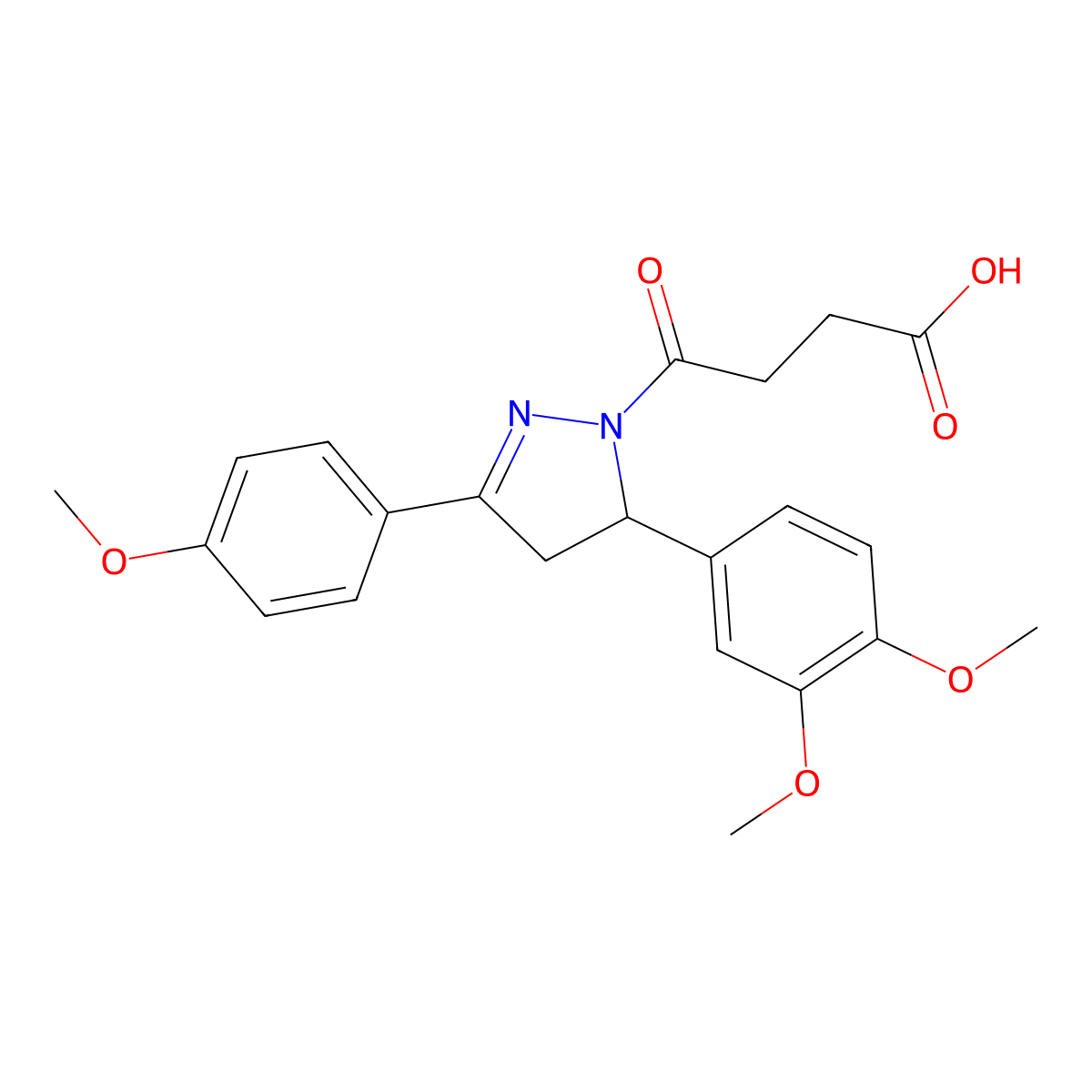 4-[3-(3,4-Dimethoxyphenyl)-5-(4-methoxyphenyl)-3,4-dihydropyrazol-2-yl]-4-oxobutanoic acid molecular structure, CAS 312623-52-2