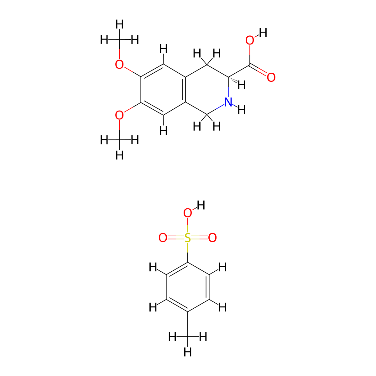 (3S)-6,7-dimethoxy-1,2,3,4-tetrahydroisoquinoline-3-carboxylic acid;4-methylbenzenesulfonic acid molecular structure, CAS 312623-76-0